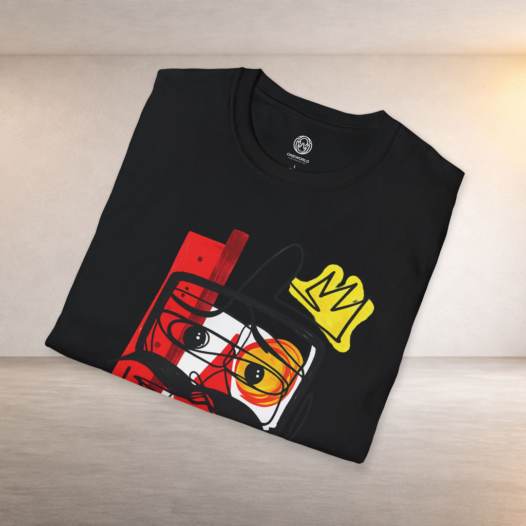 Abstract Crown Face T-Shirt — Modern Line Art Graphic Tee