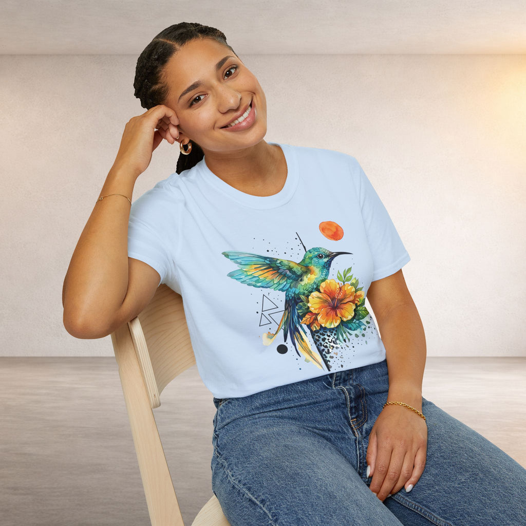Hummingbird & Hibiscus Tee – Tropical Watercolor Bird T-Shirt