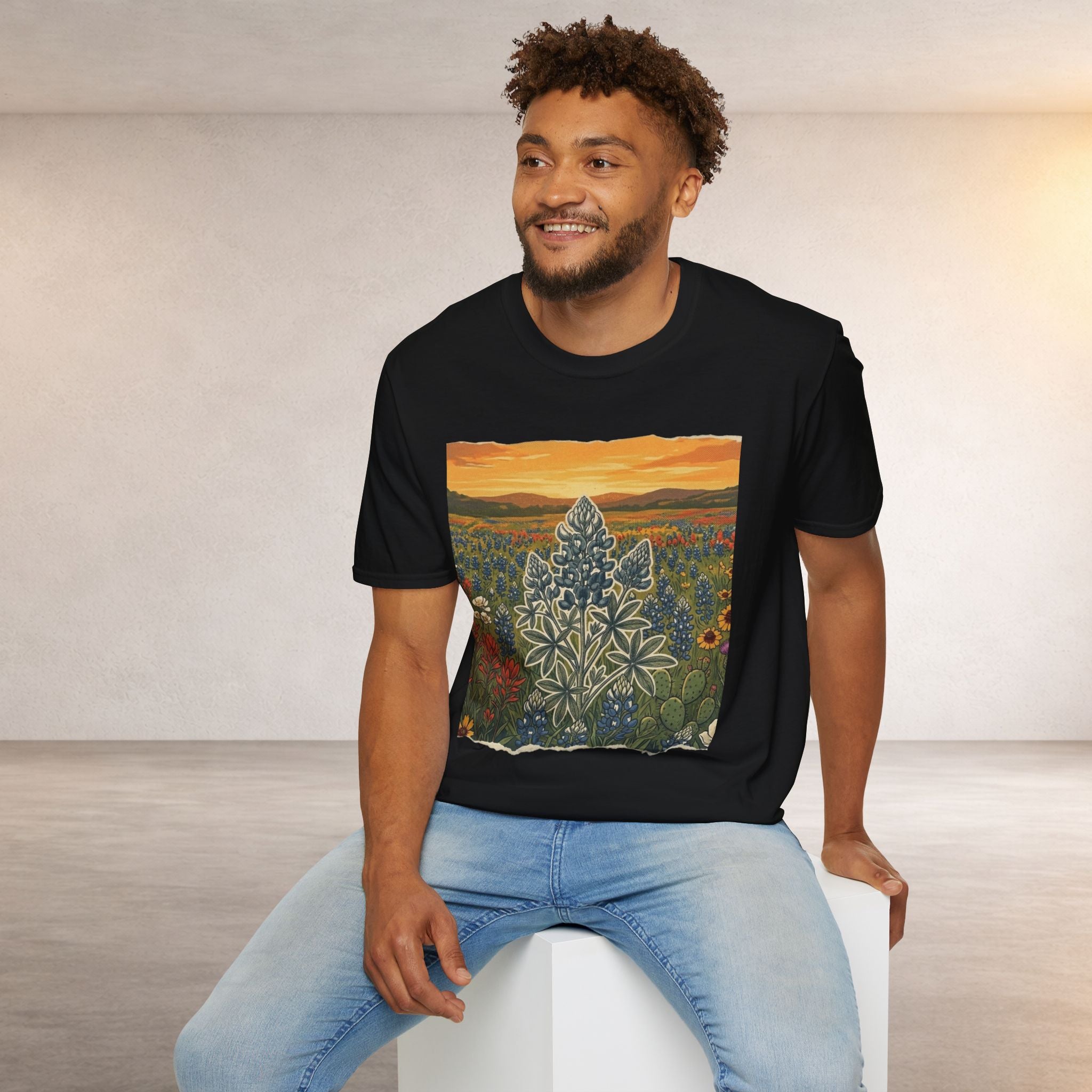 Bluebonnet Sunset T-Shirt — Texas Wildflower Scenic Tee