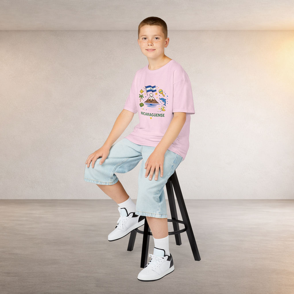 Kids Nicaragüense T-Shirt — Cute Nicaragua Flag & Volcano Design