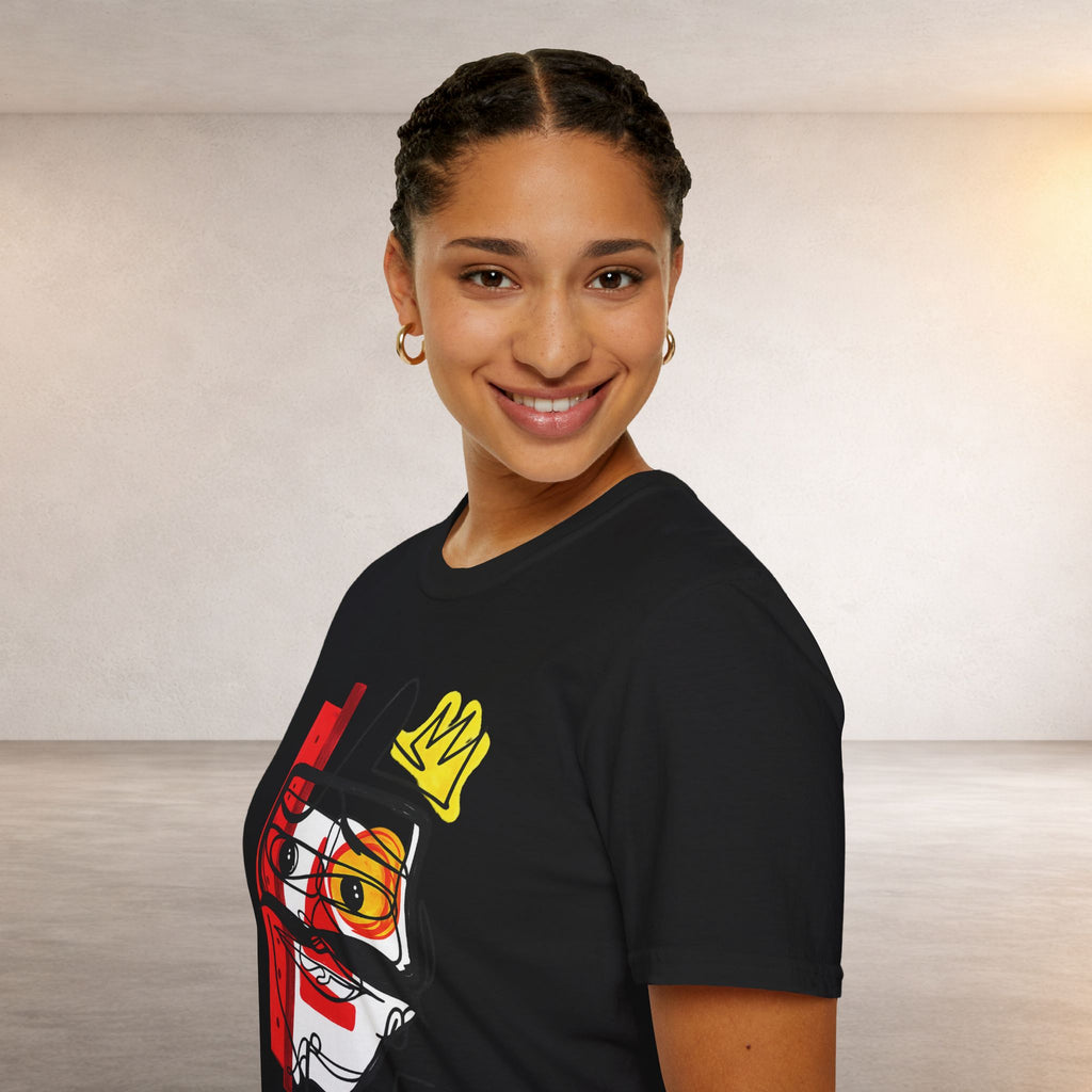 Abstract Crown Face T-Shirt — Modern Line Art Graphic Tee