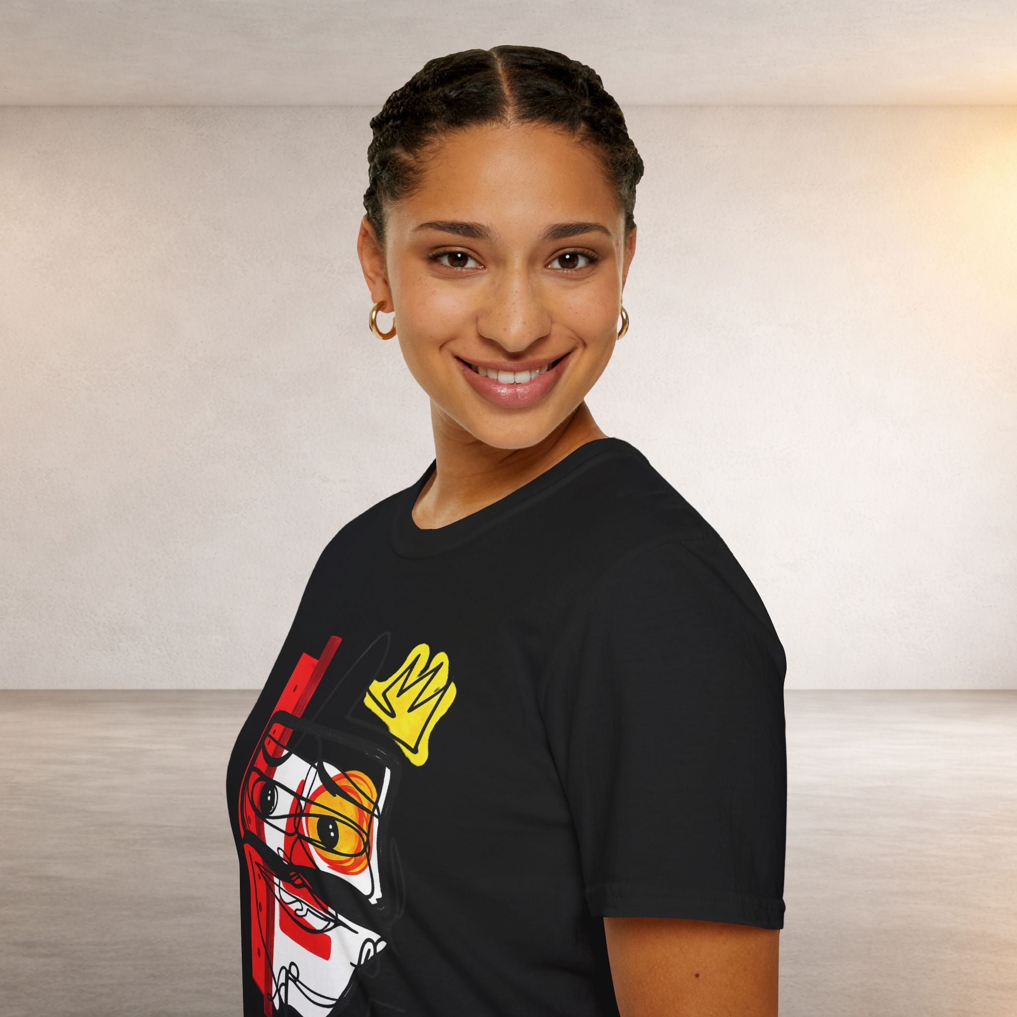 Abstract Crown Face T-Shirt — Modern Line Art Graphic Tee