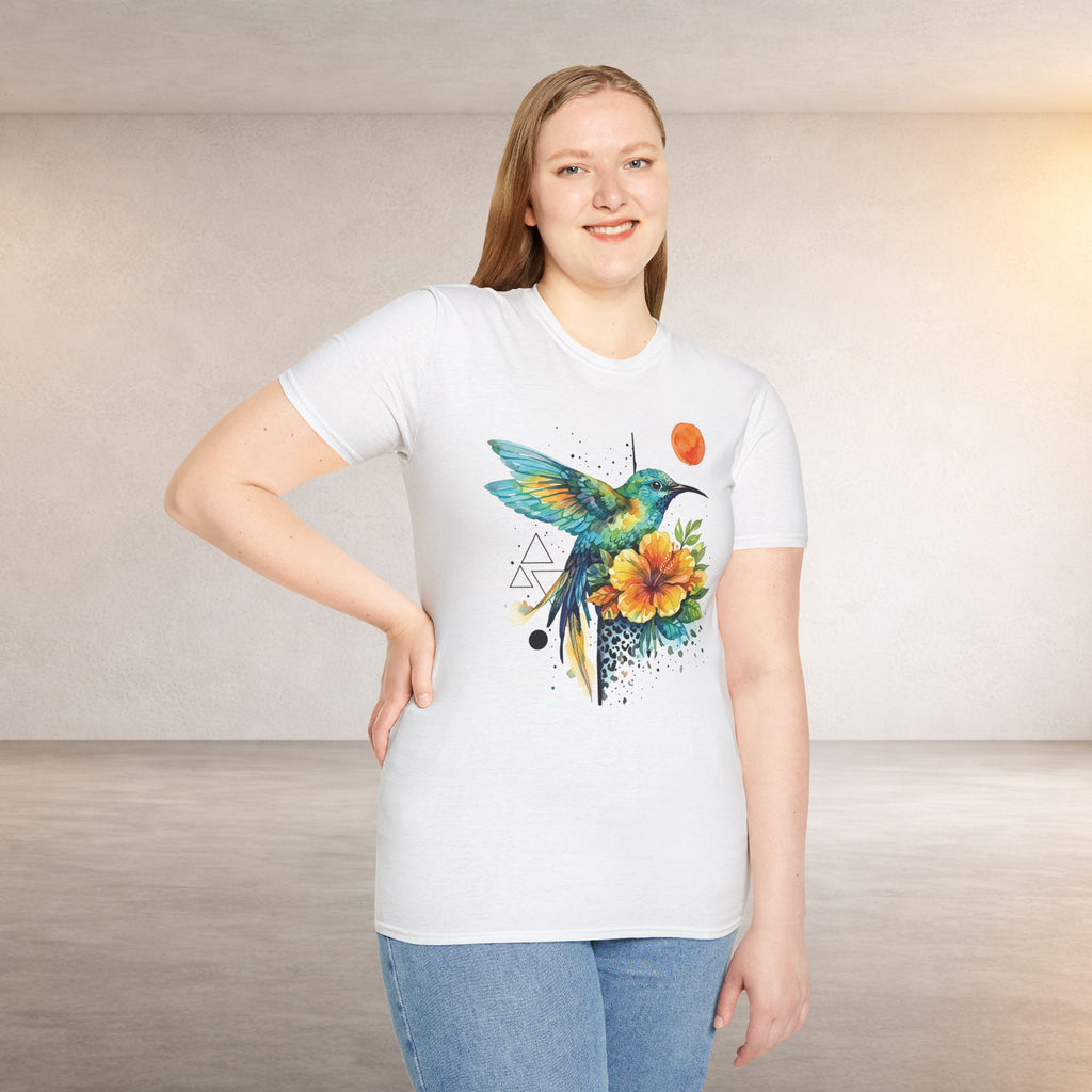 Hummingbird & Hibiscus Tee – Tropical Watercolor Bird T-Shirt