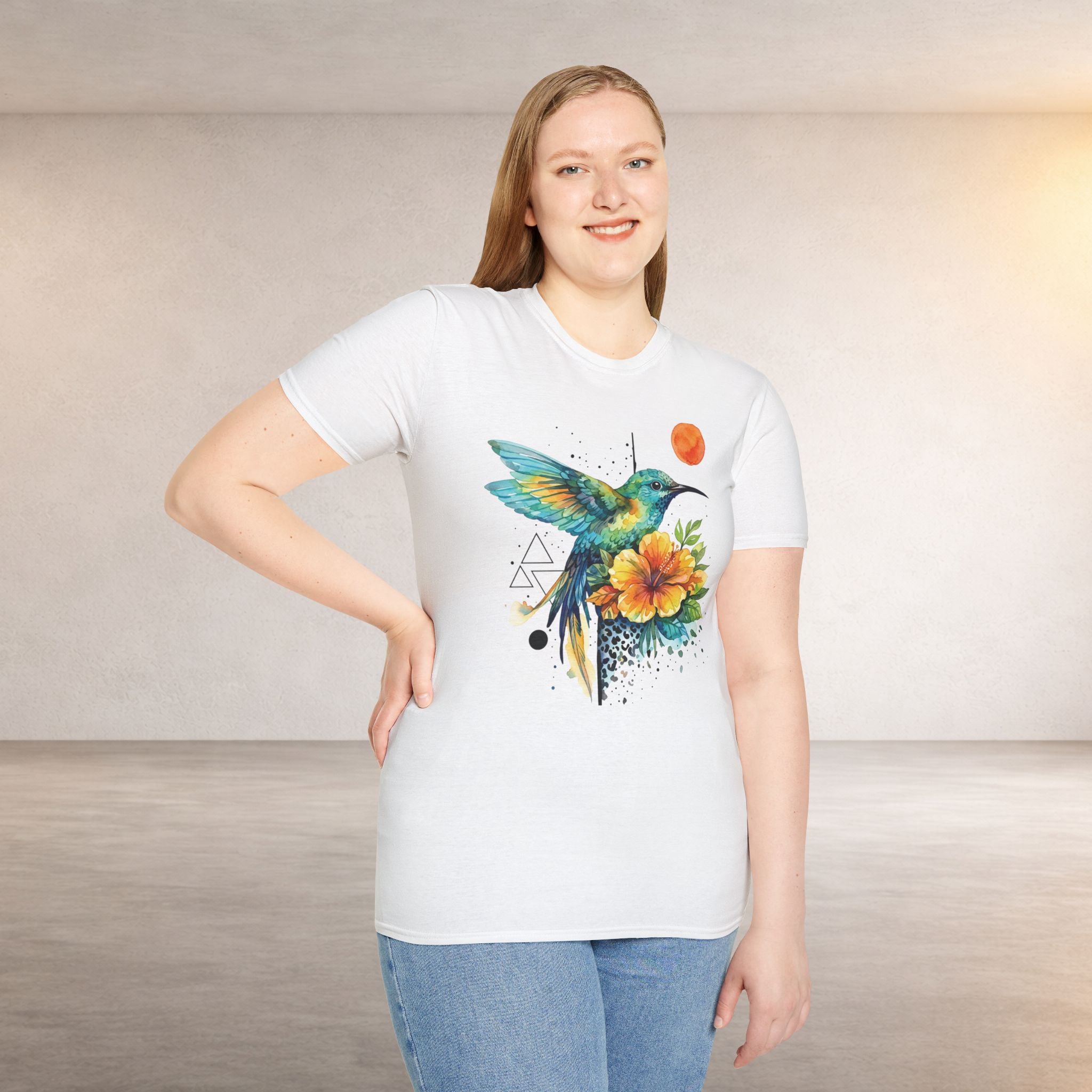 Hummingbird & Hibiscus Tee – Tropical Watercolor Bird T-Shirt