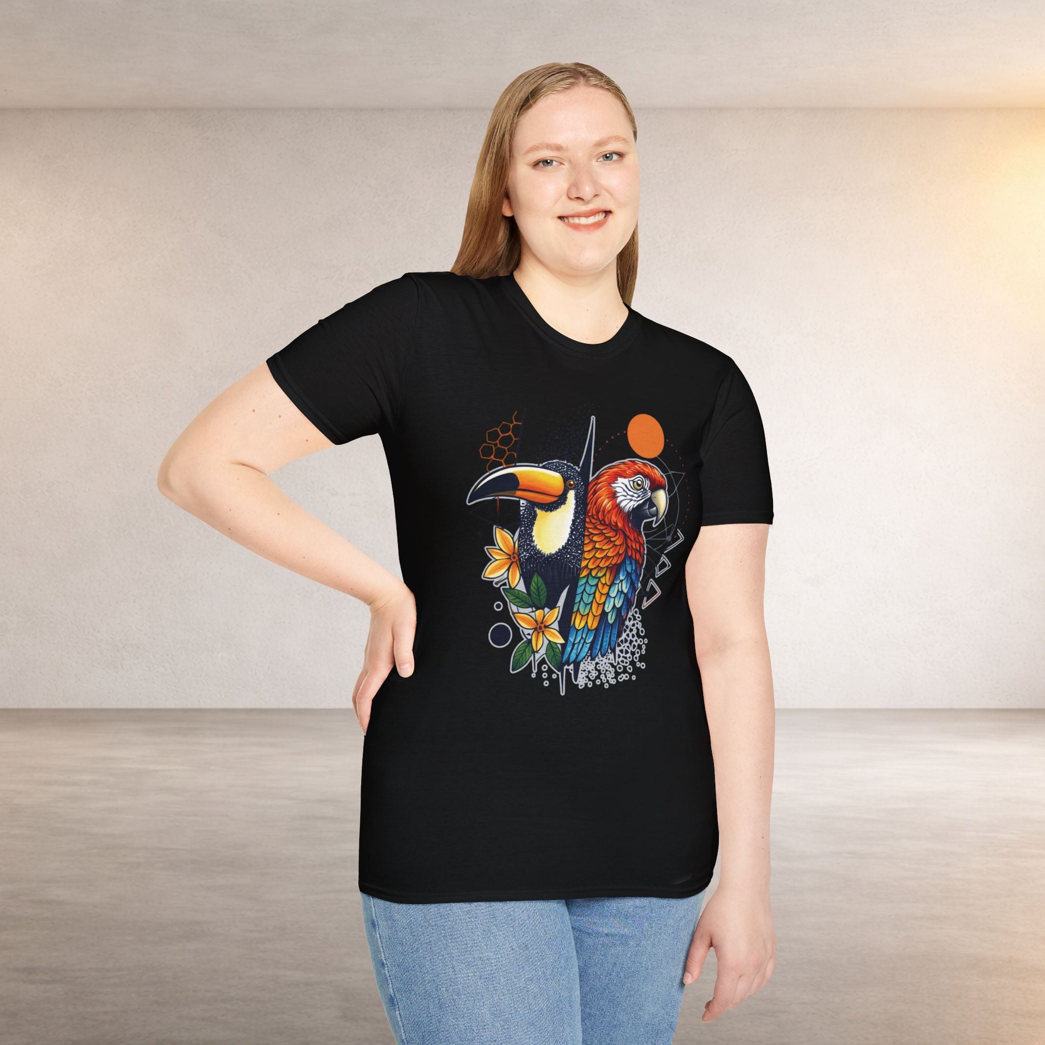 Tropical Parrot and Toucan T-Shirt | Colorful Bird Illustration