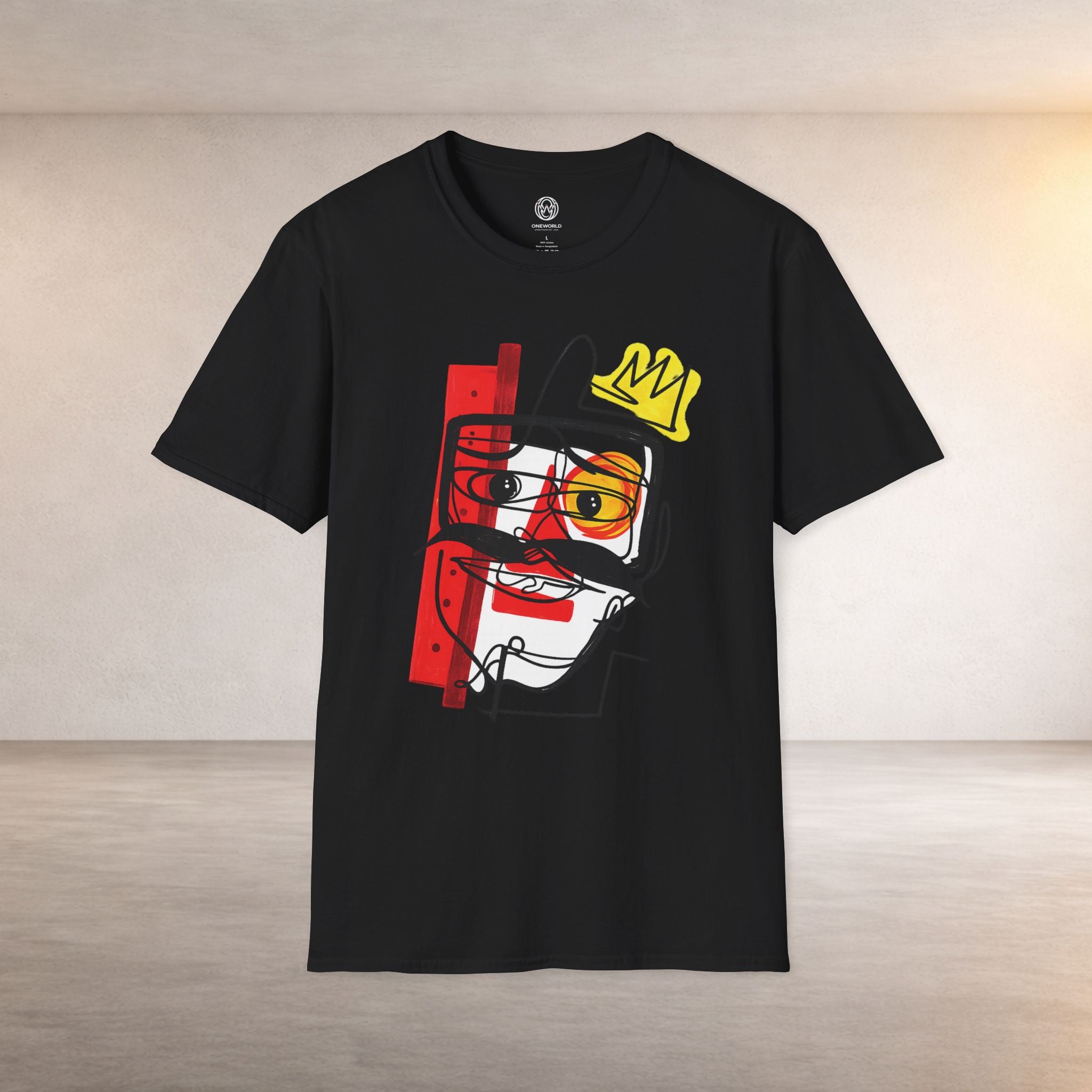 Abstract Crown Face T-Shirt — Modern Line Art Graphic Tee