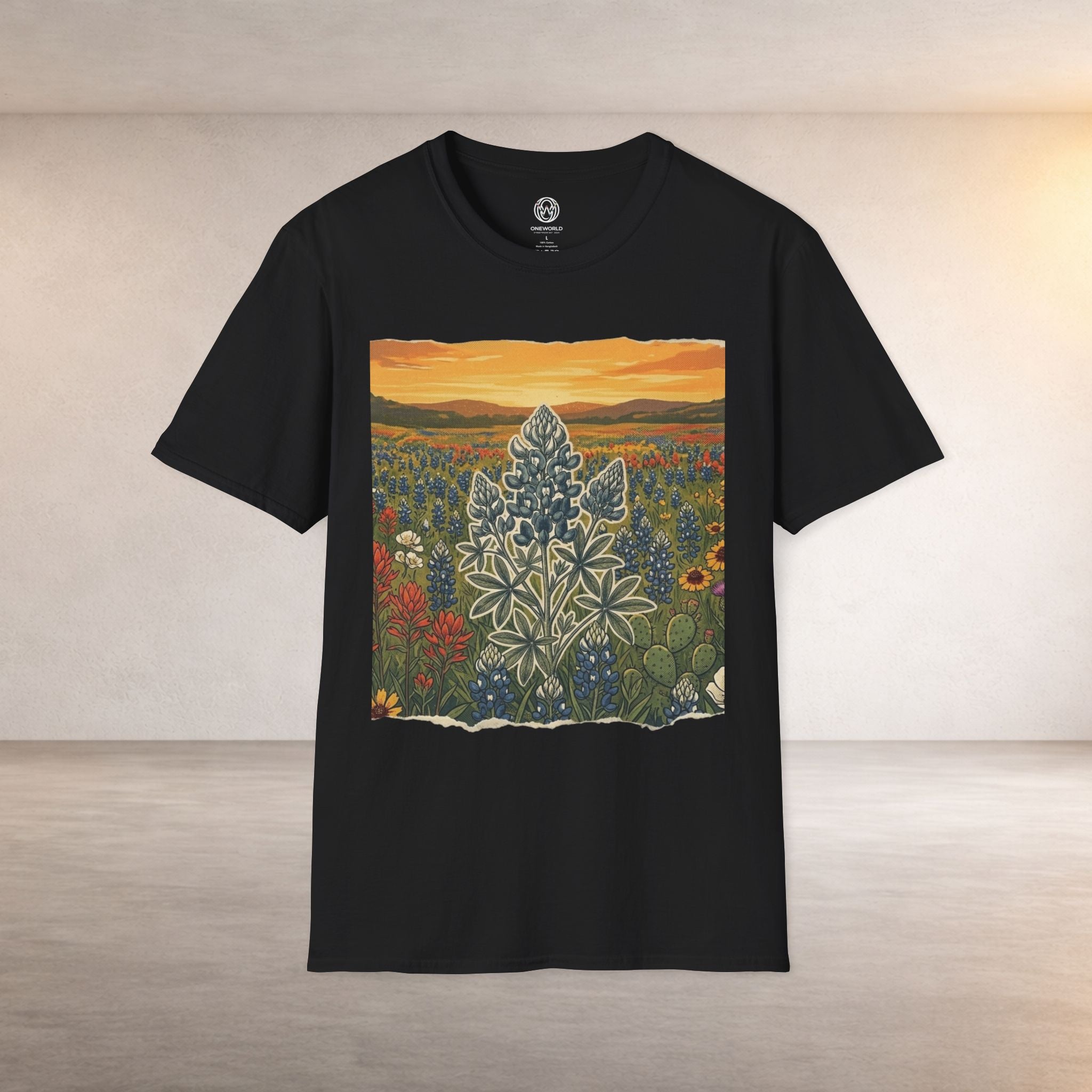 Bluebonnet Sunset T-Shirt — Texas Wildflower Scenic Tee