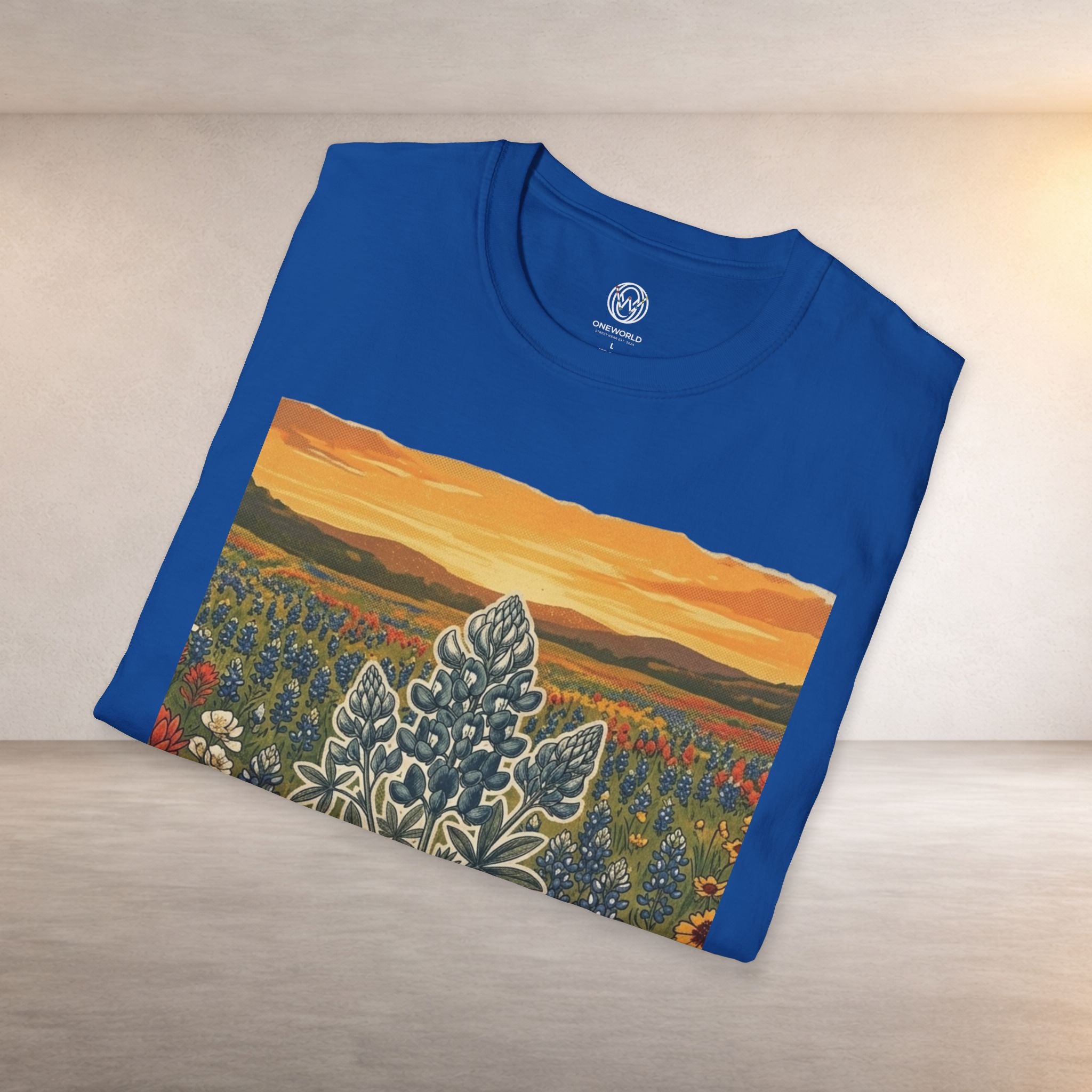Bluebonnet Sunset T-Shirt — Texas Wildflower Scenic Tee