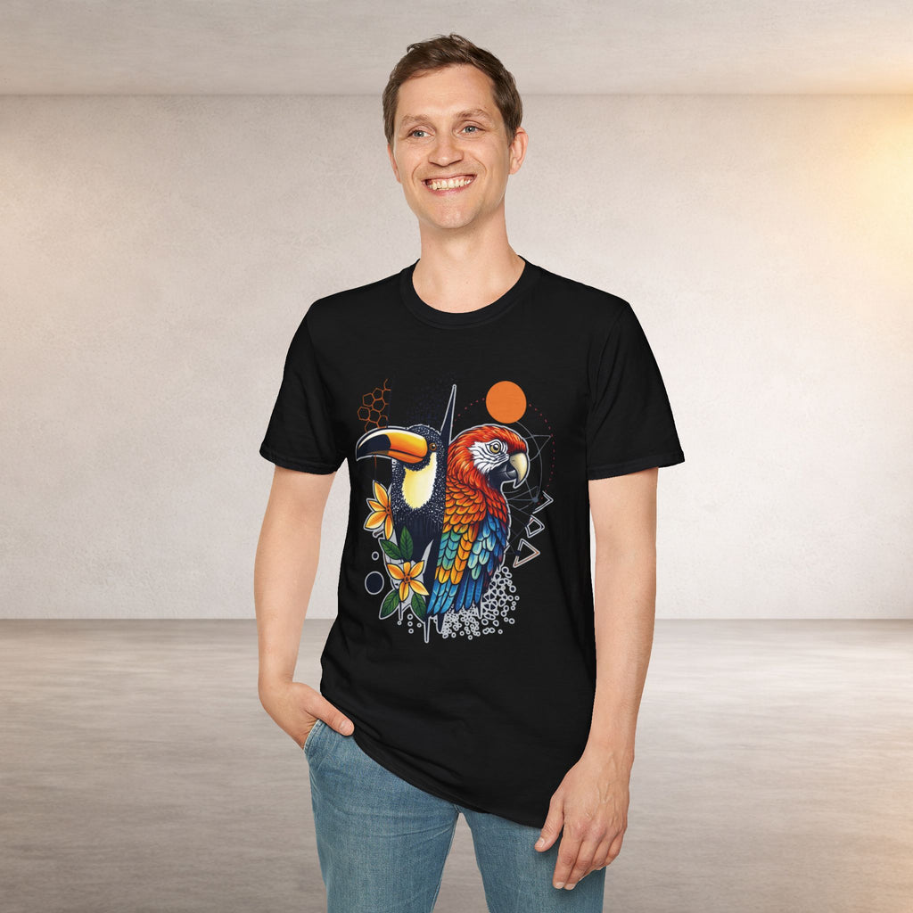 Tropical Parrot and Toucan T-Shirt | Colorful Bird Illustration