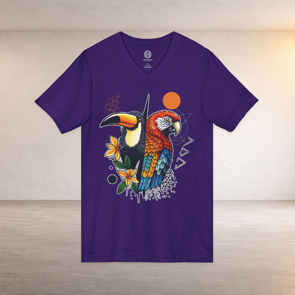 Tropical Parrot V-Neck Tee UNISEX