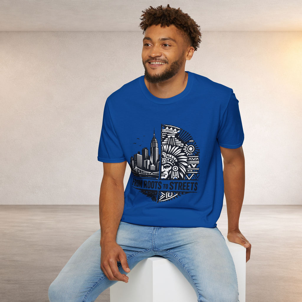 From Roots to Streets Graphic T-Shirt — Urban Tribal Cityscape Tee