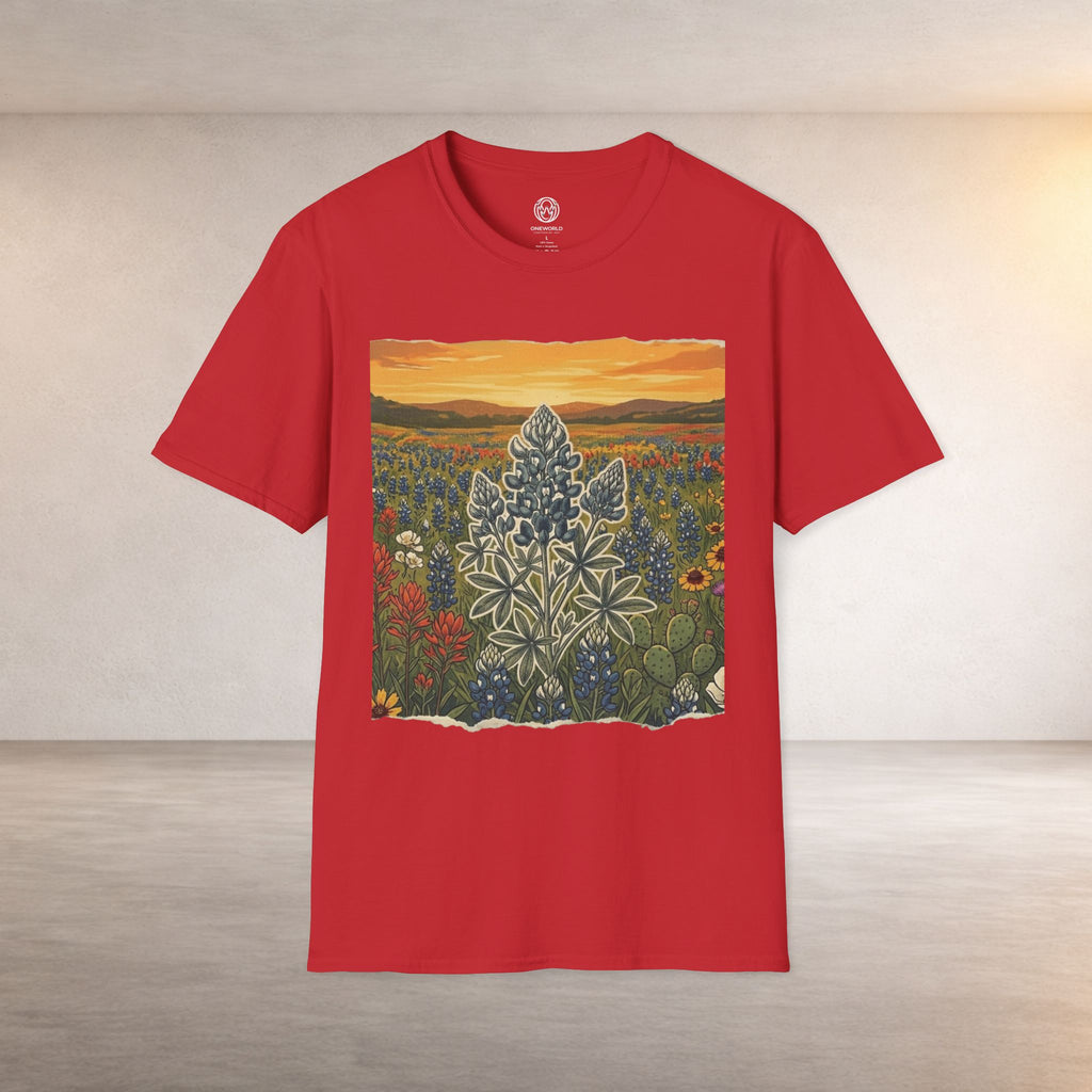 Bluebonnet Sunset T-Shirt — Texas Wildflower Scenic Tee