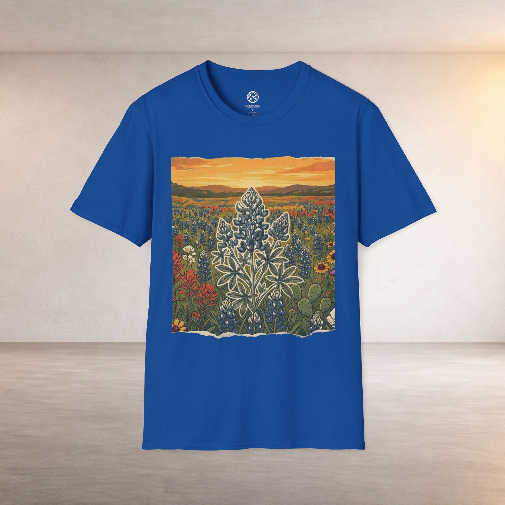 Bluebonnet Sunset T-Shirt — Texas Wildflower Scenic Tee