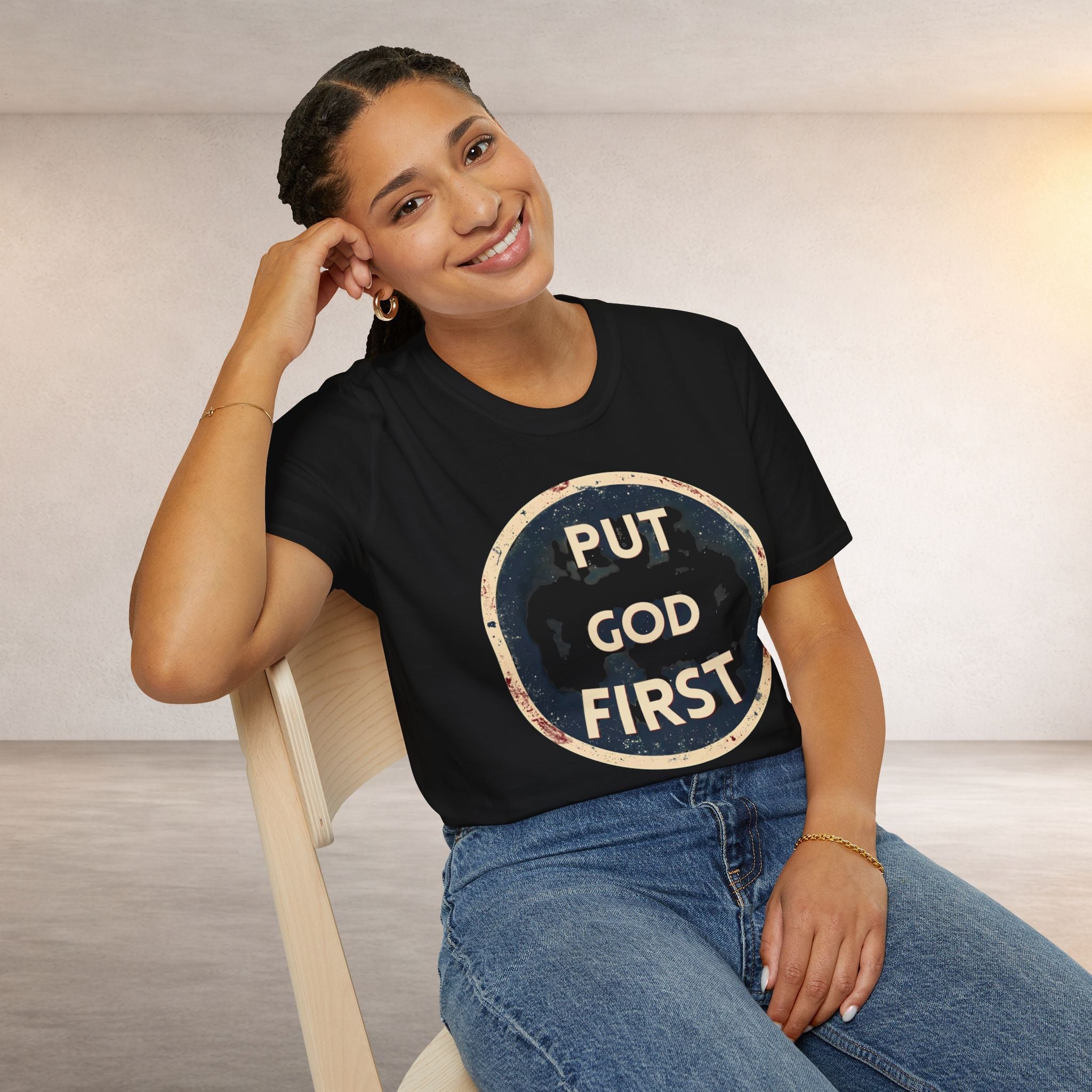 Put God First T-Shirt — Vintage Faith Christian Tee