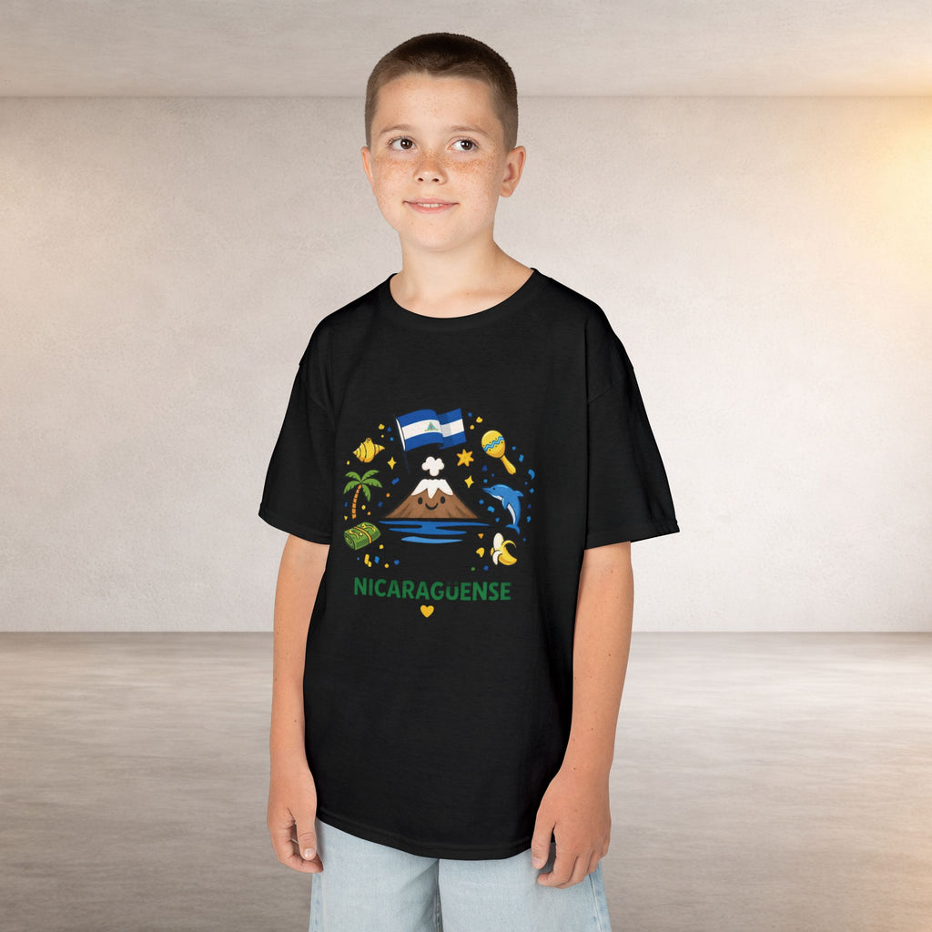 Kids Nicaragüense T-Shirt — Cute Nicaragua Flag & Volcano Design