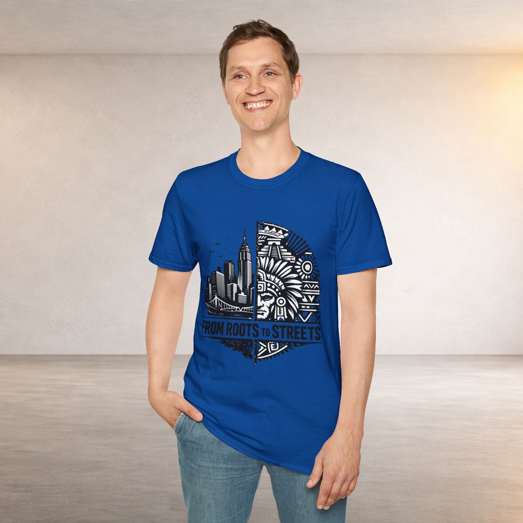 From Roots to Streets Graphic T-Shirt — Urban Tribal Cityscape Tee