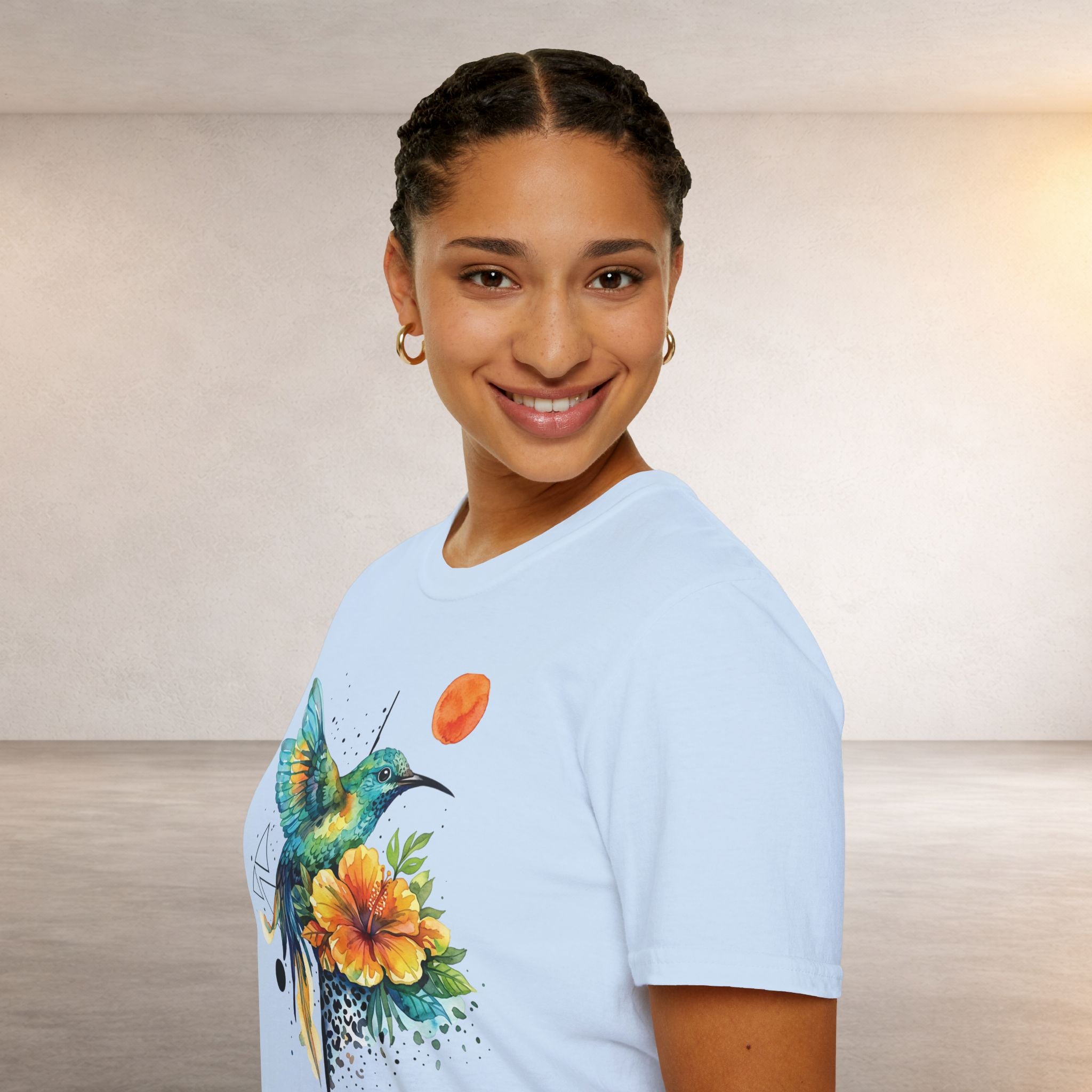 Hummingbird & Hibiscus Tee – Tropical Watercolor Bird T-Shirt