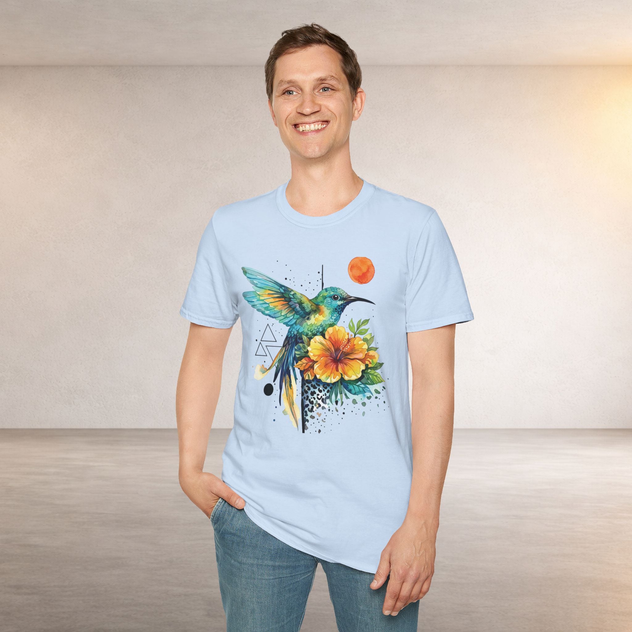 Hummingbird & Hibiscus Tee – Tropical Watercolor Bird T-Shirt