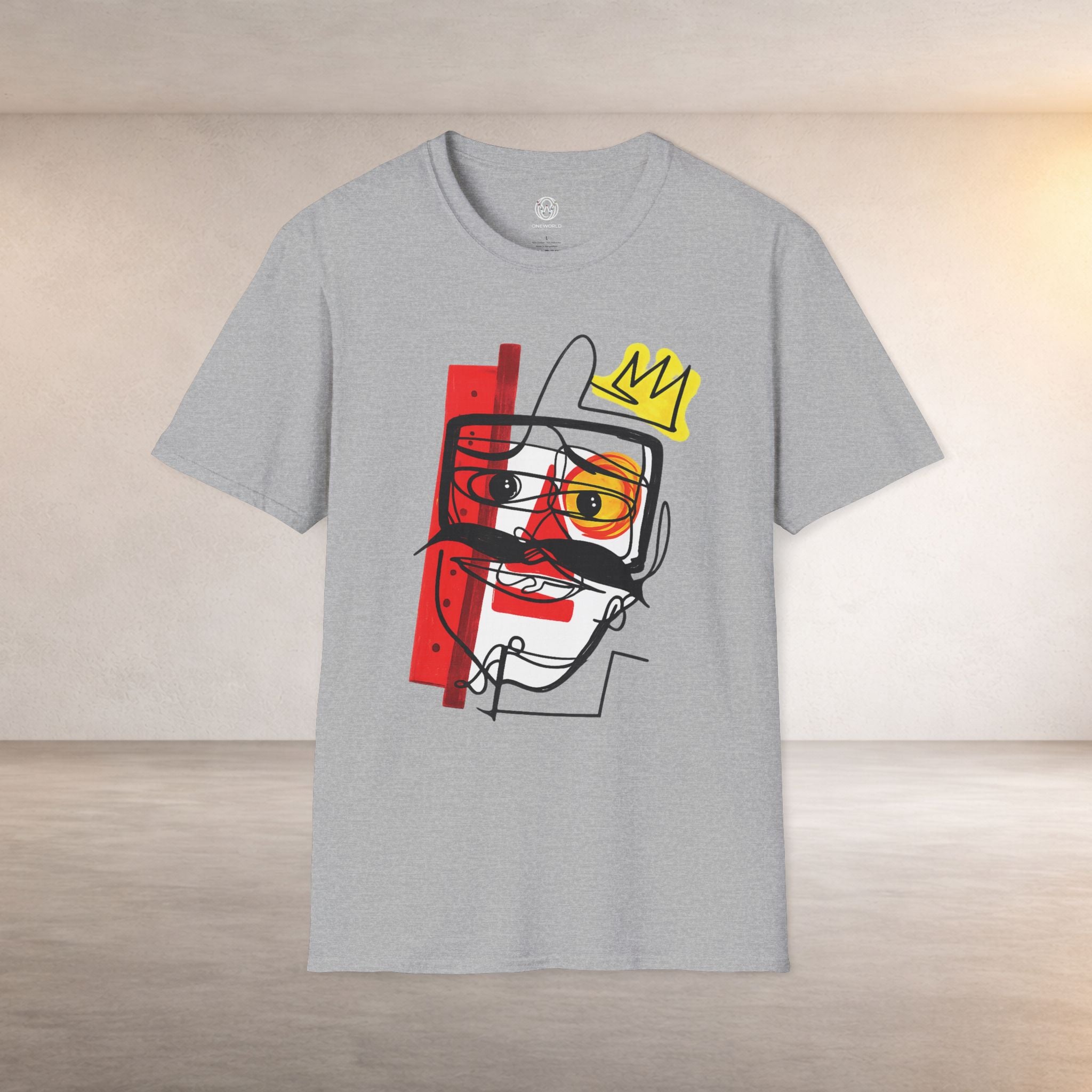 Abstract Crown Face T-Shirt — Modern Line Art Graphic Tee