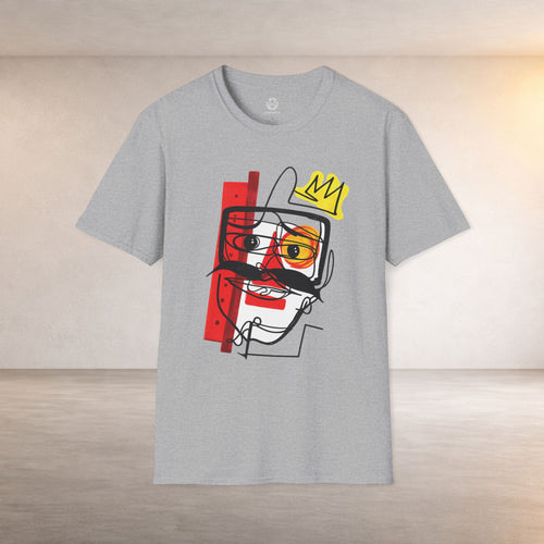 Abstract Crown Face T-Shirt — Modern Line Art Graphic Tee