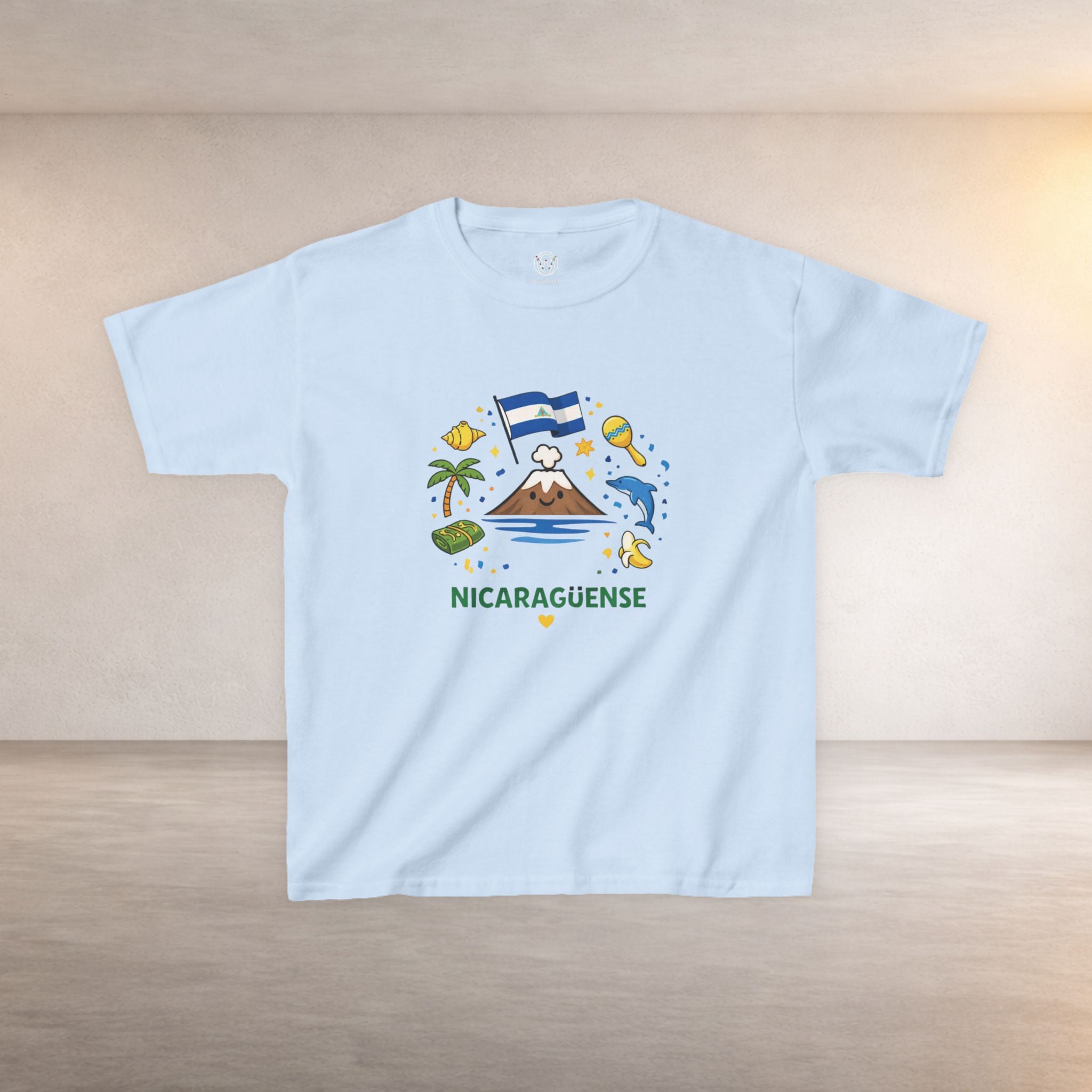 Kids Nicaragüense T-Shirt — Cute Nicaragua Flag & Volcano Design