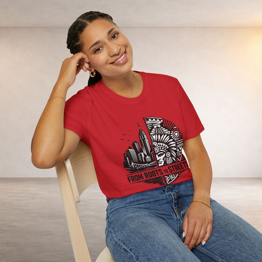 From Roots to Streets Graphic T-Shirt — Urban Tribal Cityscape Tee