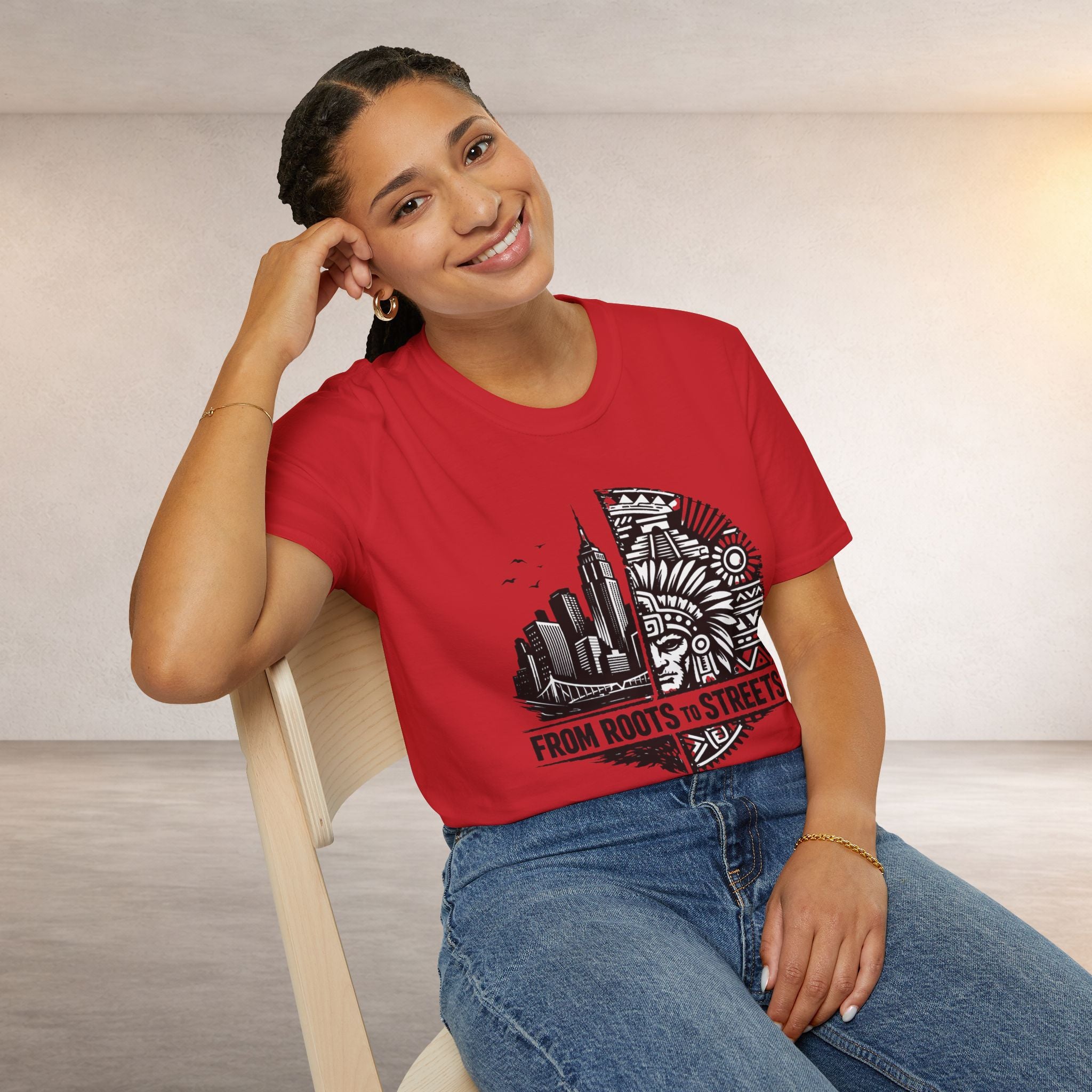From Roots to Streets Graphic T-Shirt — Urban Tribal Cityscape Tee
