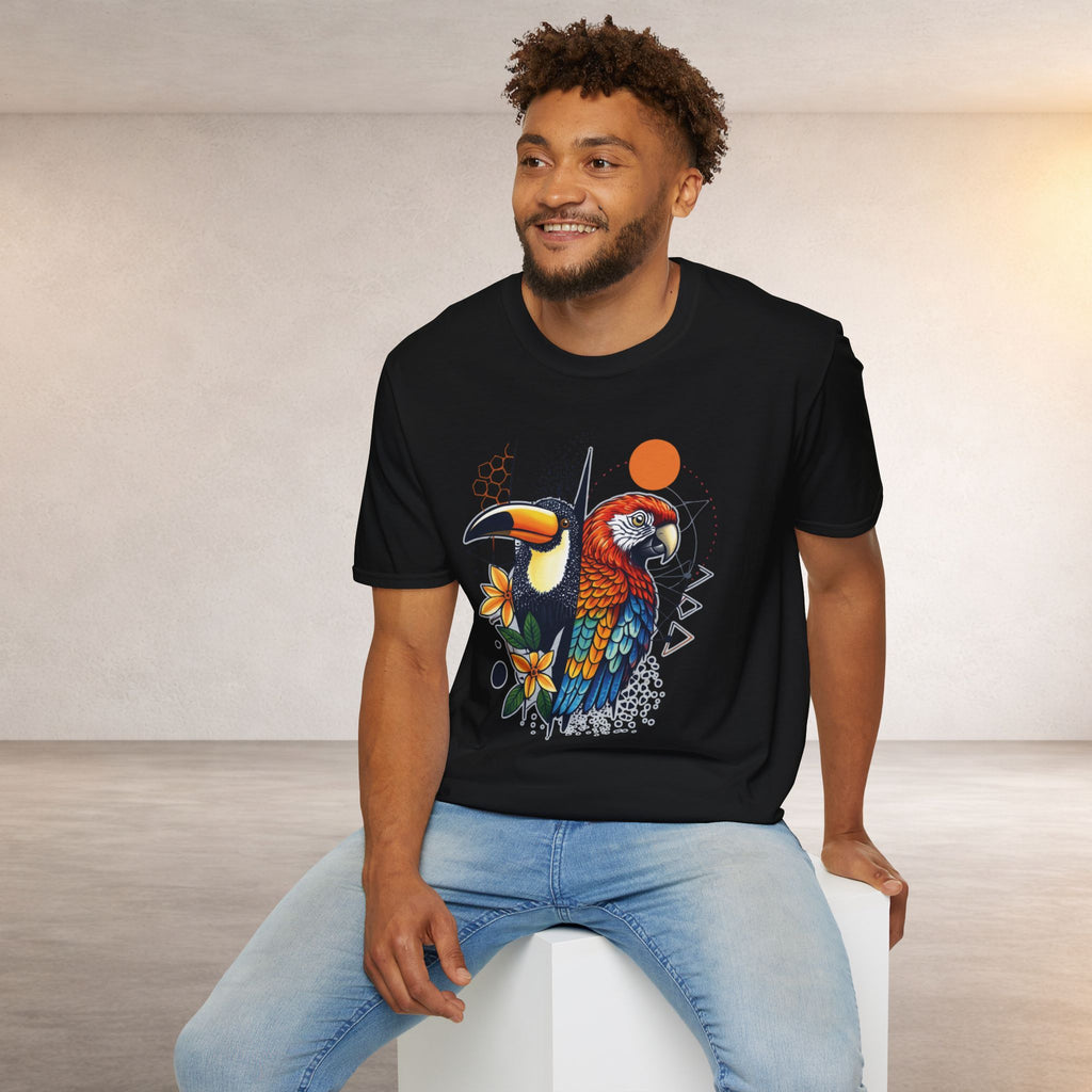 Tropical Parrot and Toucan T-Shirt | Colorful Bird Illustration