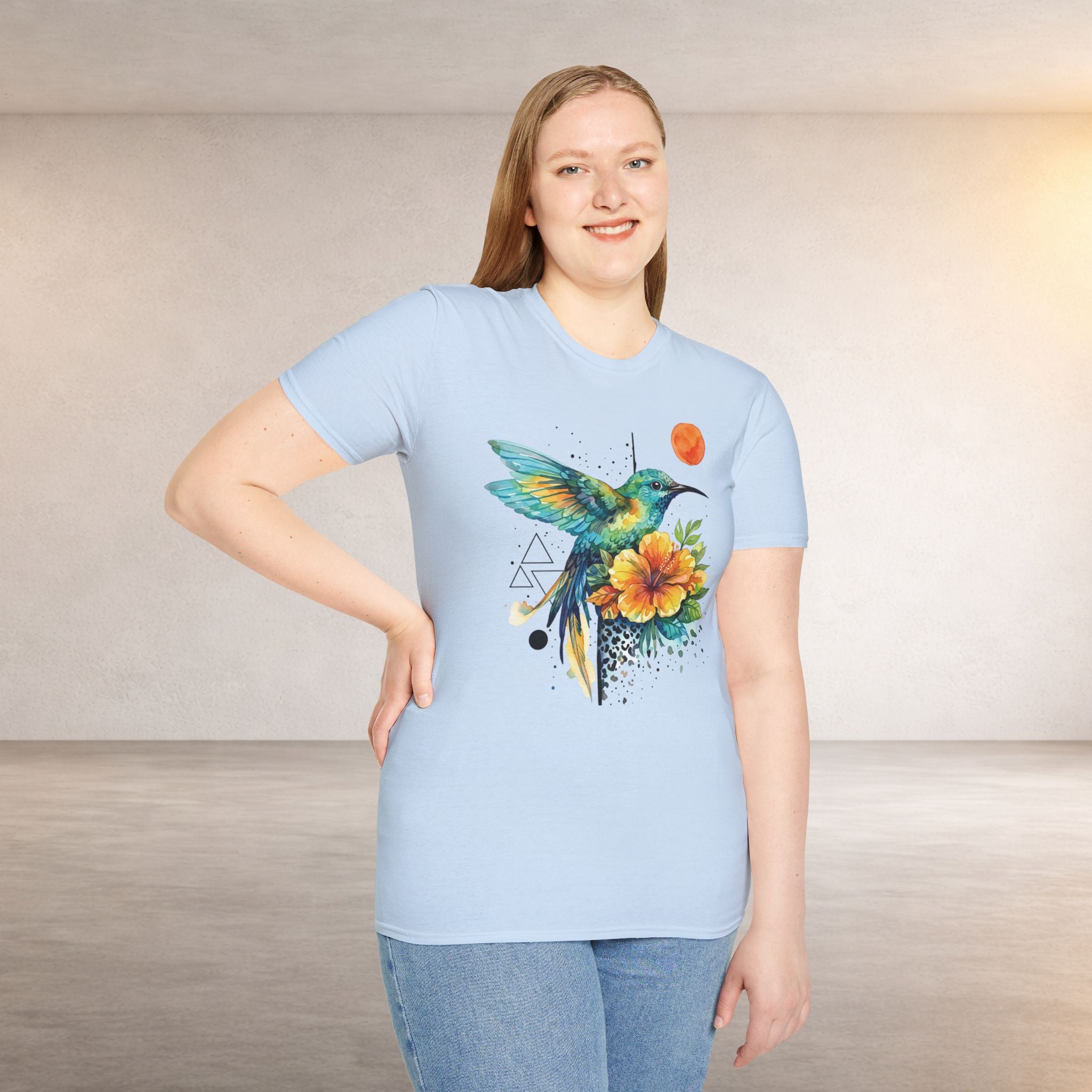 Hummingbird & Hibiscus Tee – Tropical Watercolor Bird T-Shirt