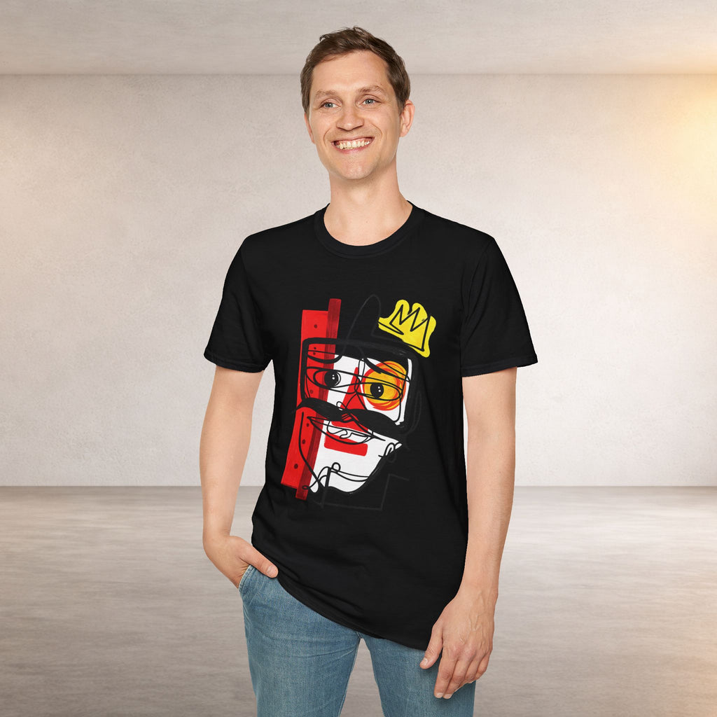 Abstract Crown Face T-Shirt — Modern Line Art Graphic Tee