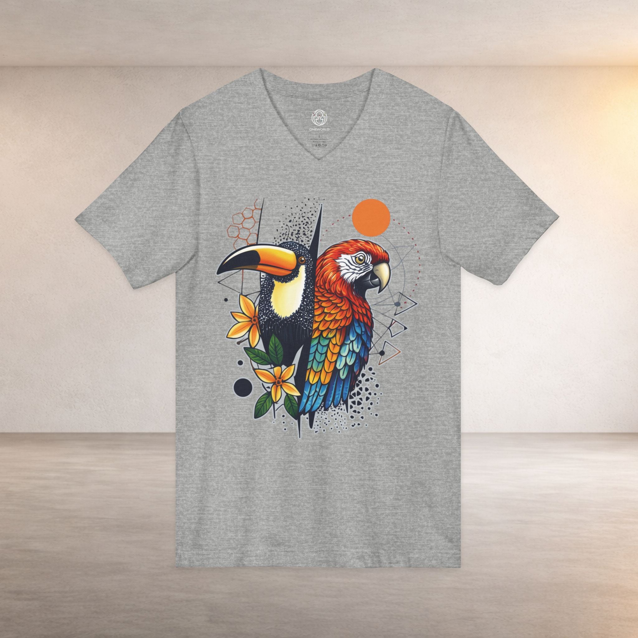 Tropical Parrot V-Neck Tee UNISEX