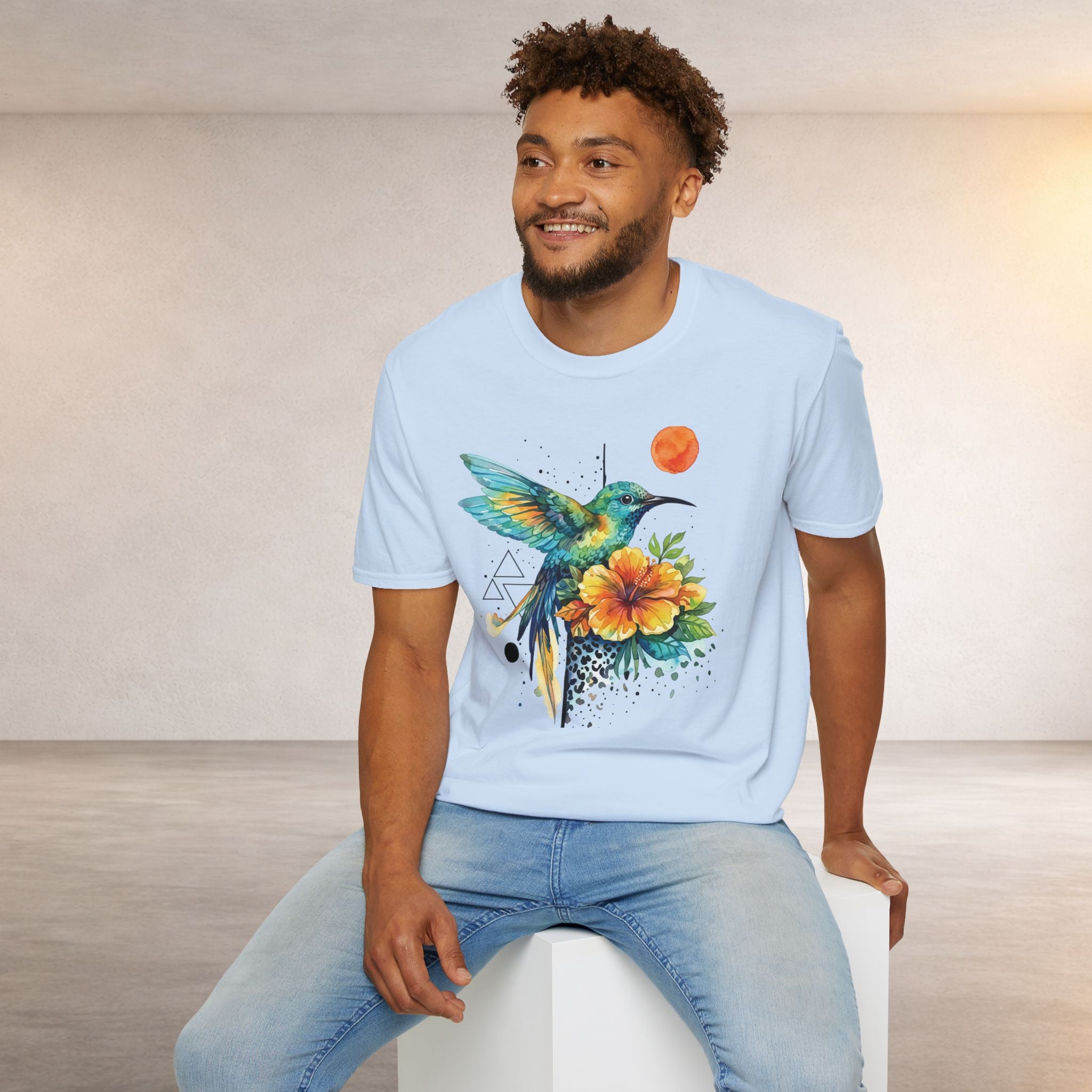 Hummingbird & Hibiscus Tee – Tropical Watercolor Bird T-Shirt