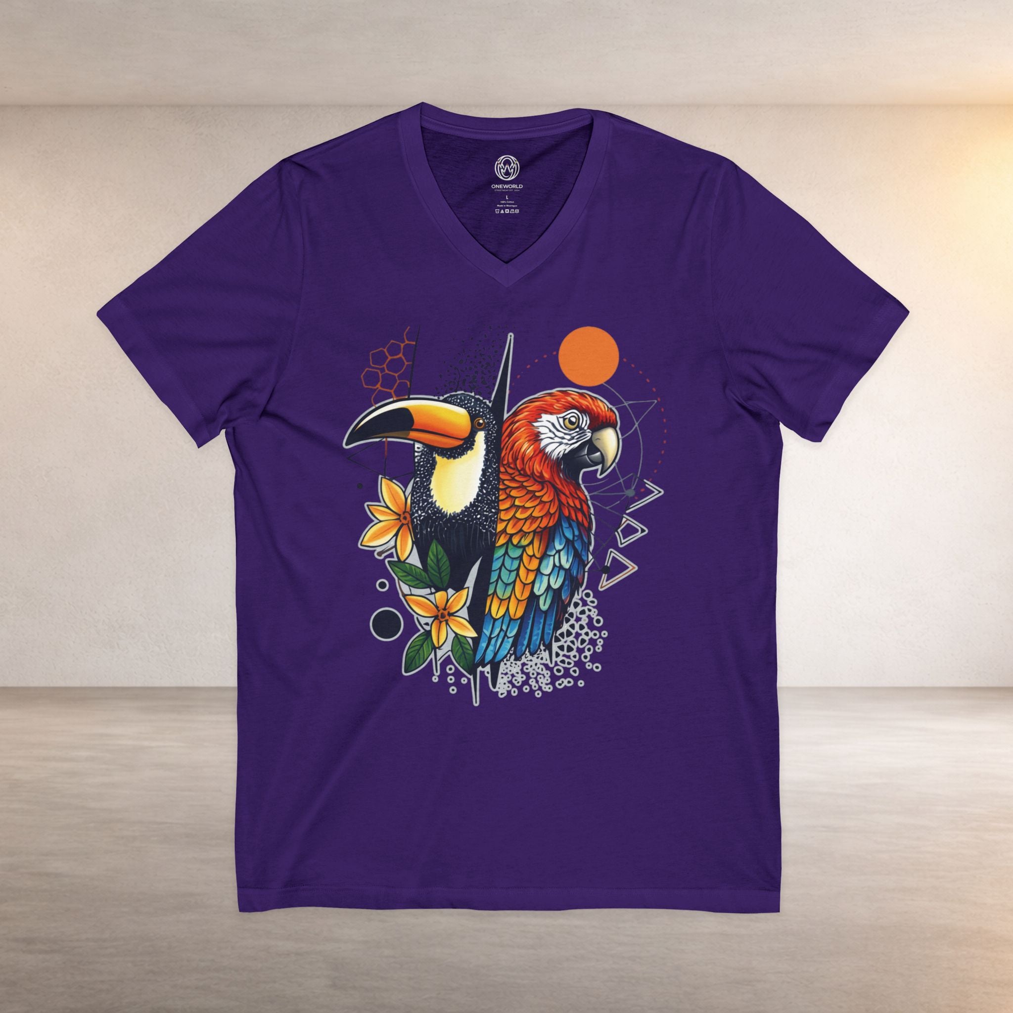 Tropical Parrot V-Neck Tee UNISEX
