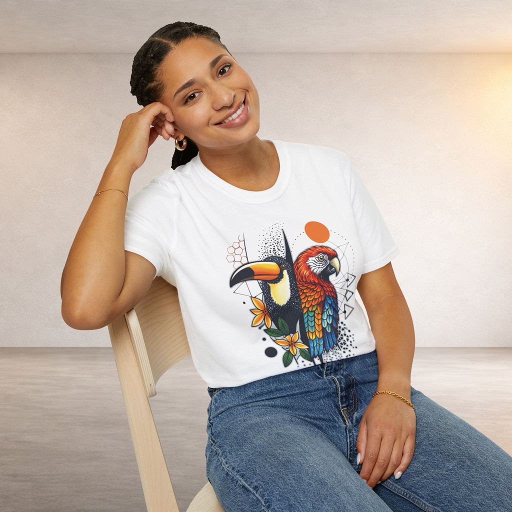 Tropical Parrot and Toucan T-Shirt | Colorful Bird Illustration