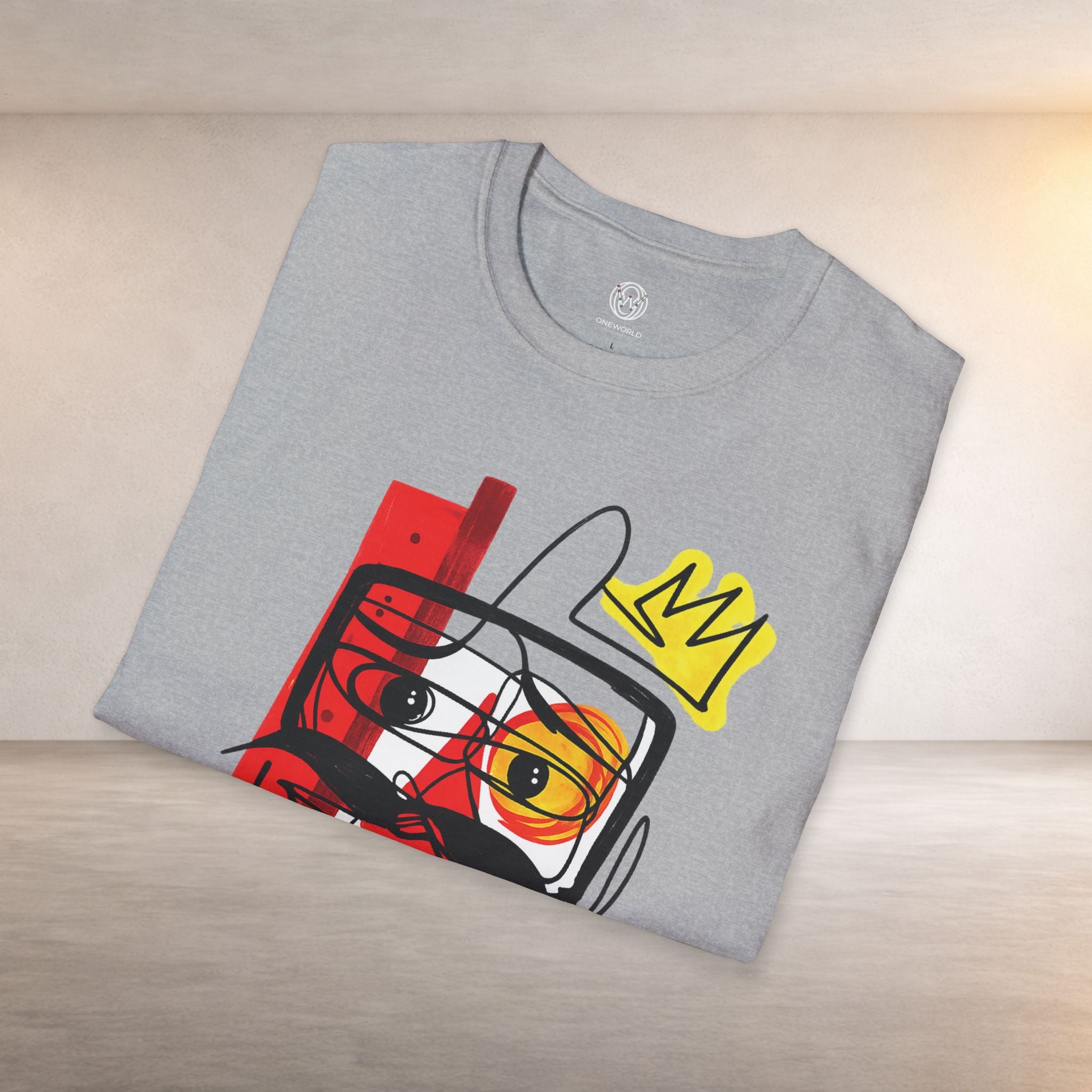 Abstract Crown Face T-Shirt — Modern Line Art Graphic Tee