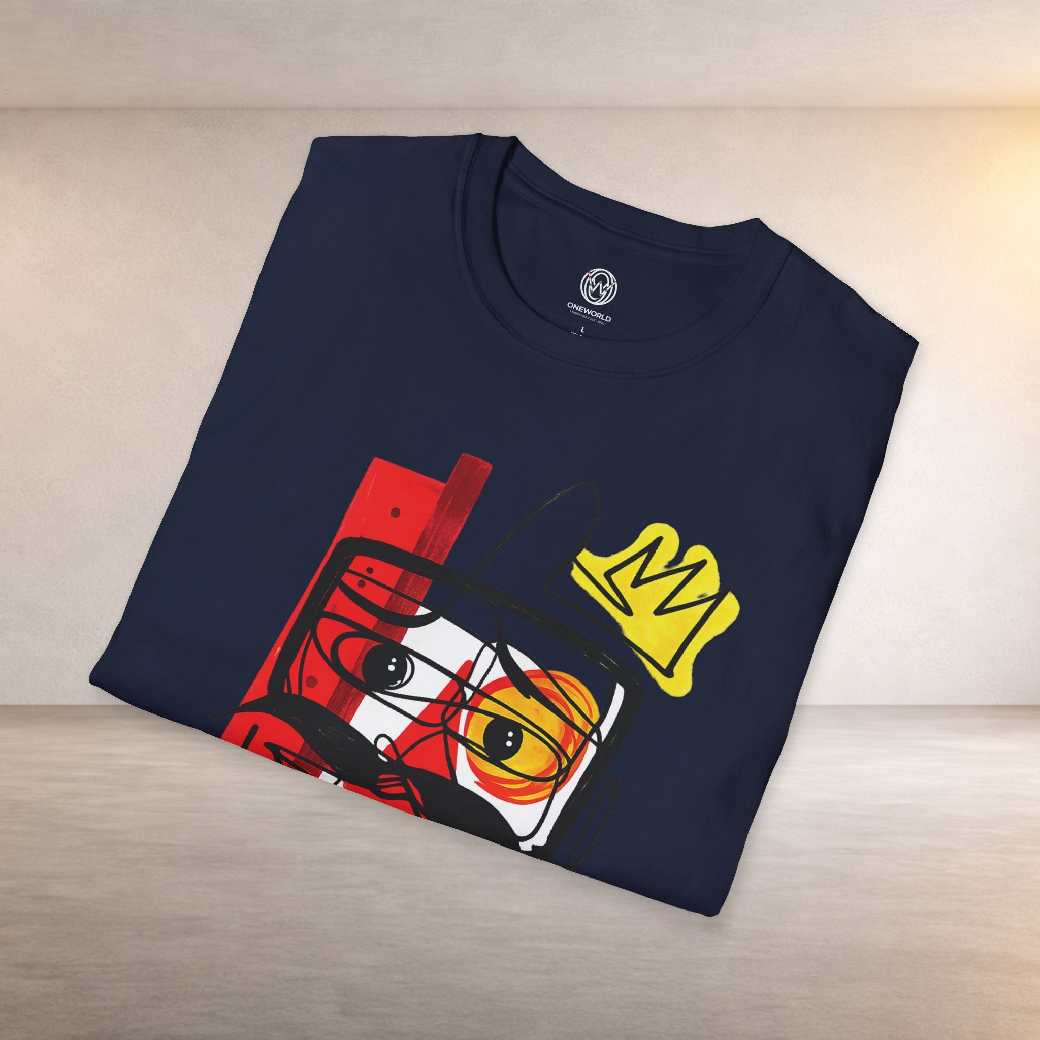 Abstract Crown Face T-Shirt — Modern Line Art Graphic Tee