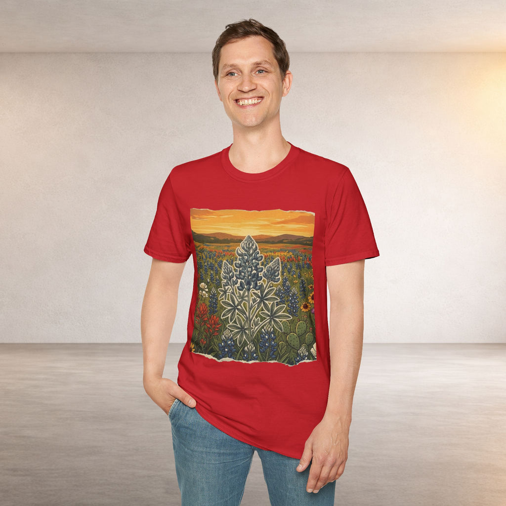 Bluebonnet Sunset T-Shirt — Texas Wildflower Scenic Tee