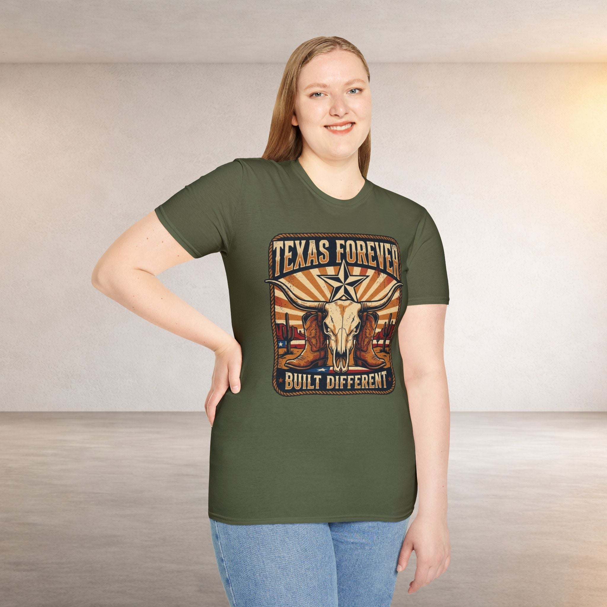 Texas Forever Built Different T-Shirt — Western Longhorn Vintage State Pride Tee