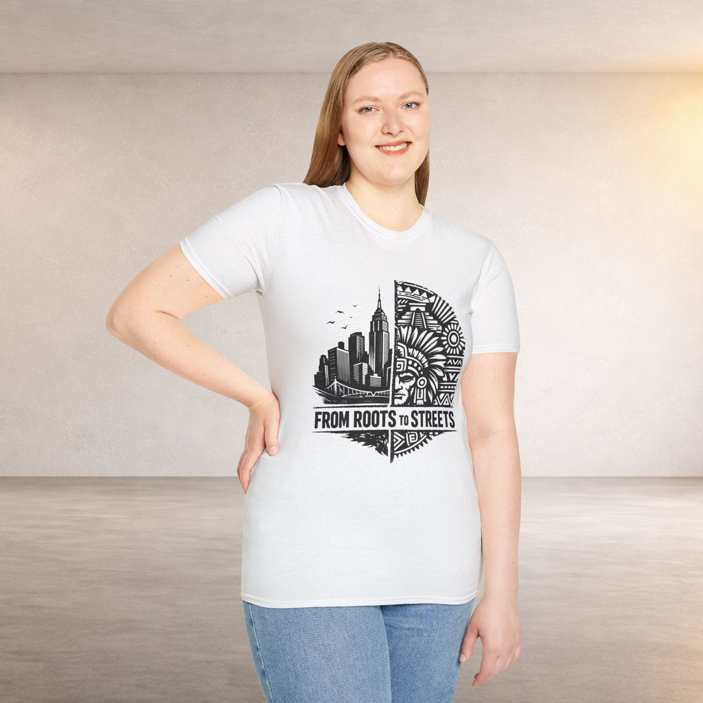 From Roots to Streets Graphic T-Shirt — Urban Tribal Cityscape Tee