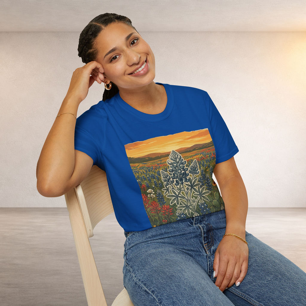 Bluebonnet Sunset T-Shirt — Texas Wildflower Scenic Tee