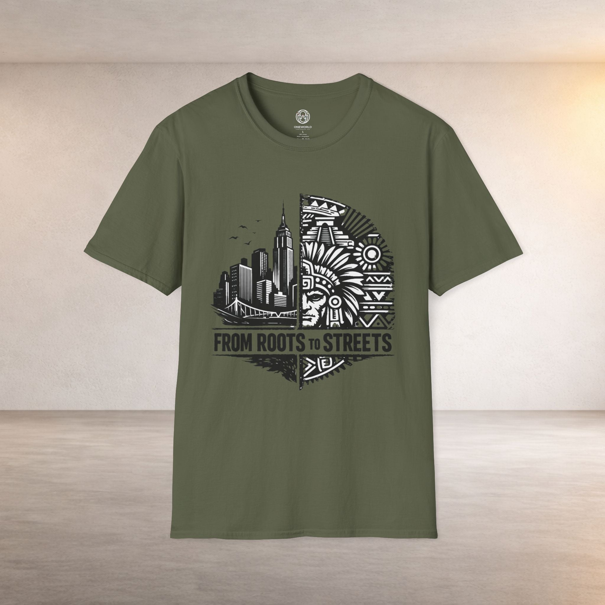 From Roots to Streets Graphic T-Shirt — Urban Tribal Cityscape Tee