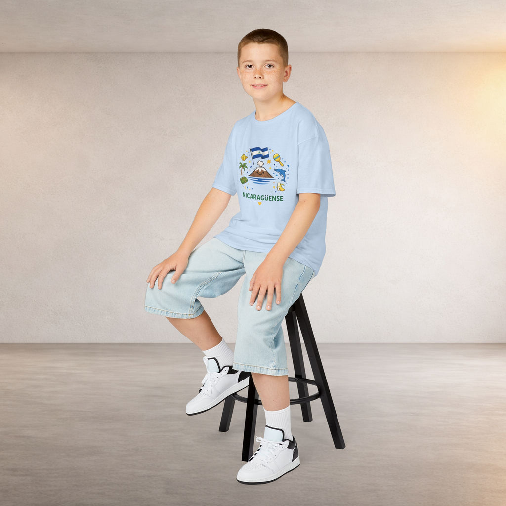 Kids Nicaragüense T-Shirt — Cute Nicaragua Flag & Volcano Design
