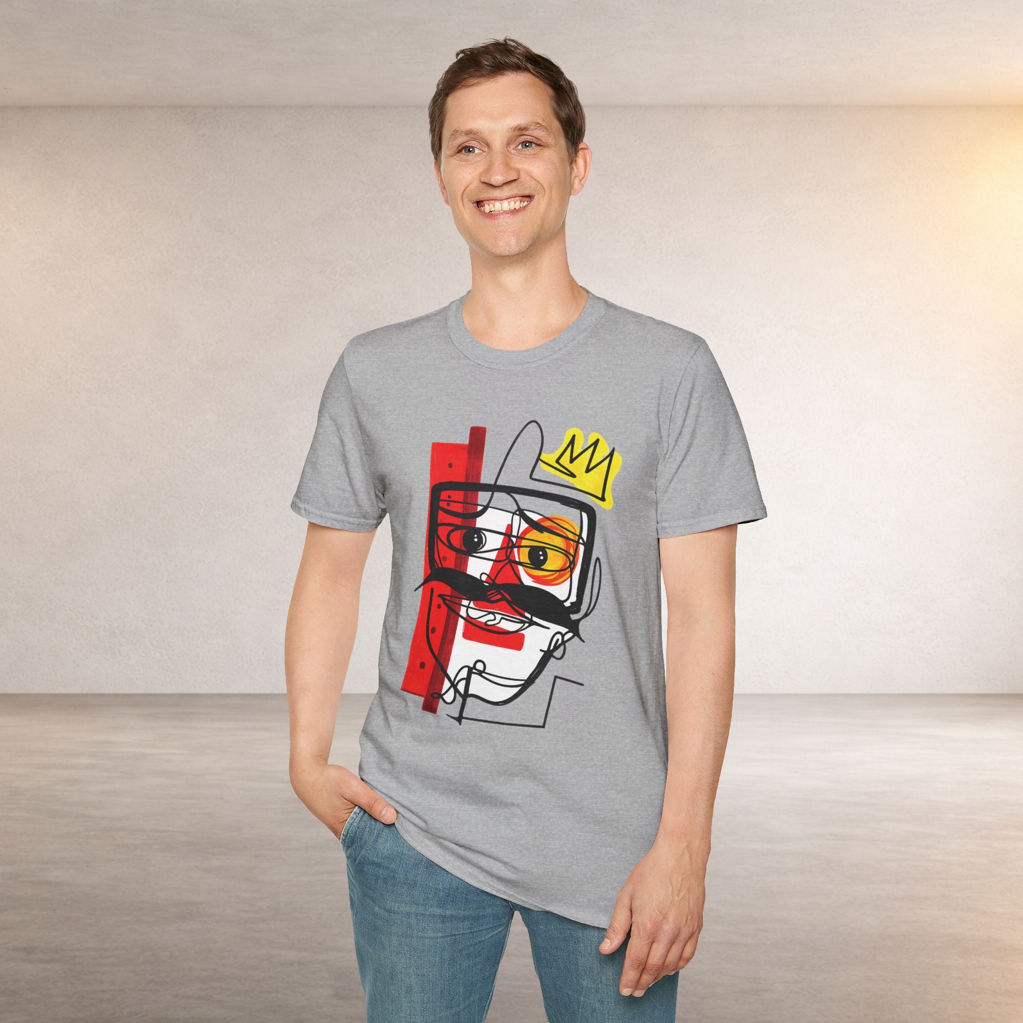 Abstract Crown Face T-Shirt — Modern Line Art Graphic Tee