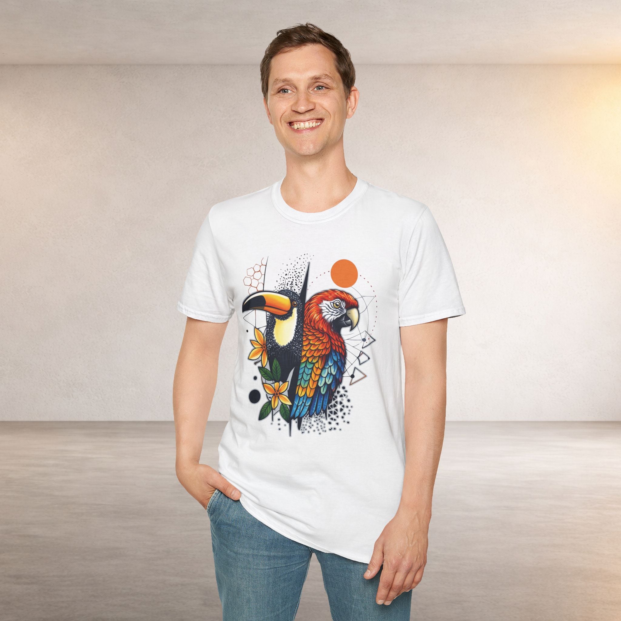 Tropical Parrot and Toucan T-Shirt | Colorful Bird Illustration