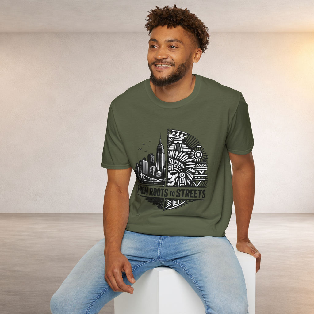 From Roots to Streets Graphic T-Shirt — Urban Tribal Cityscape Tee