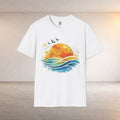 Sunset Waves T-Shirt — Watercolor Ocean Sunset Tee