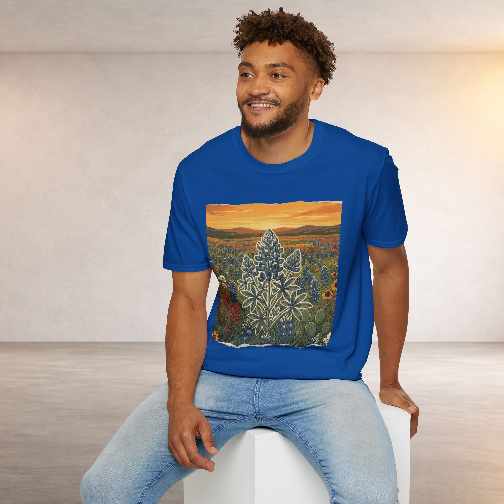 Bluebonnet Sunset T-Shirt — Texas Wildflower Scenic Tee