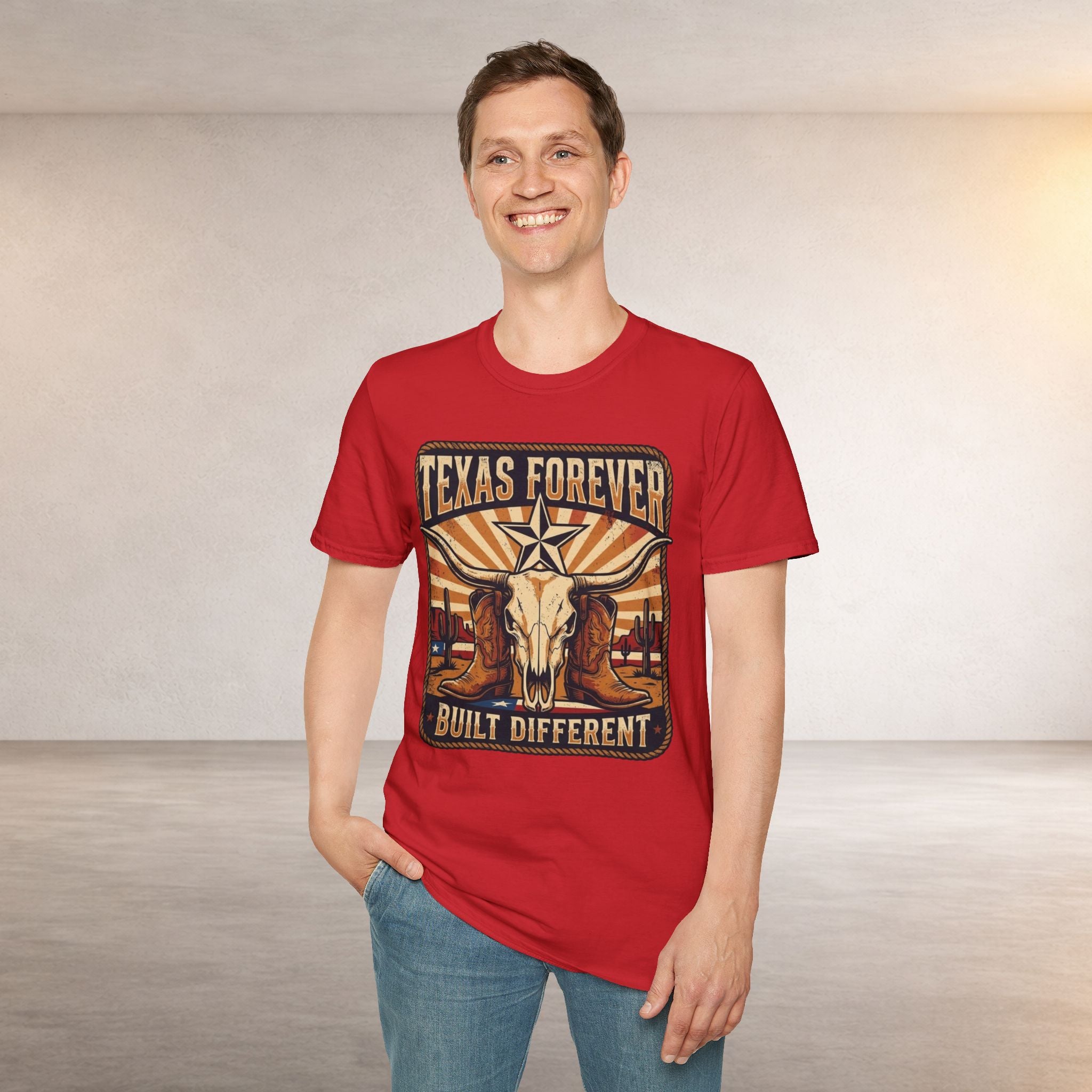 Texas Forever Built Different T-Shirt — Western Longhorn Vintage State Pride Tee