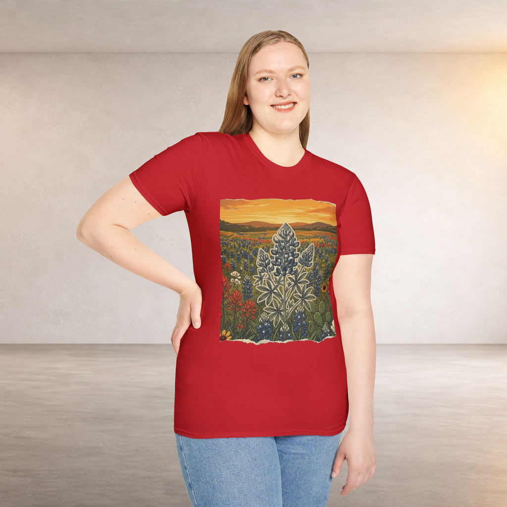 Bluebonnet Sunset T-Shirt — Texas Wildflower Scenic Tee