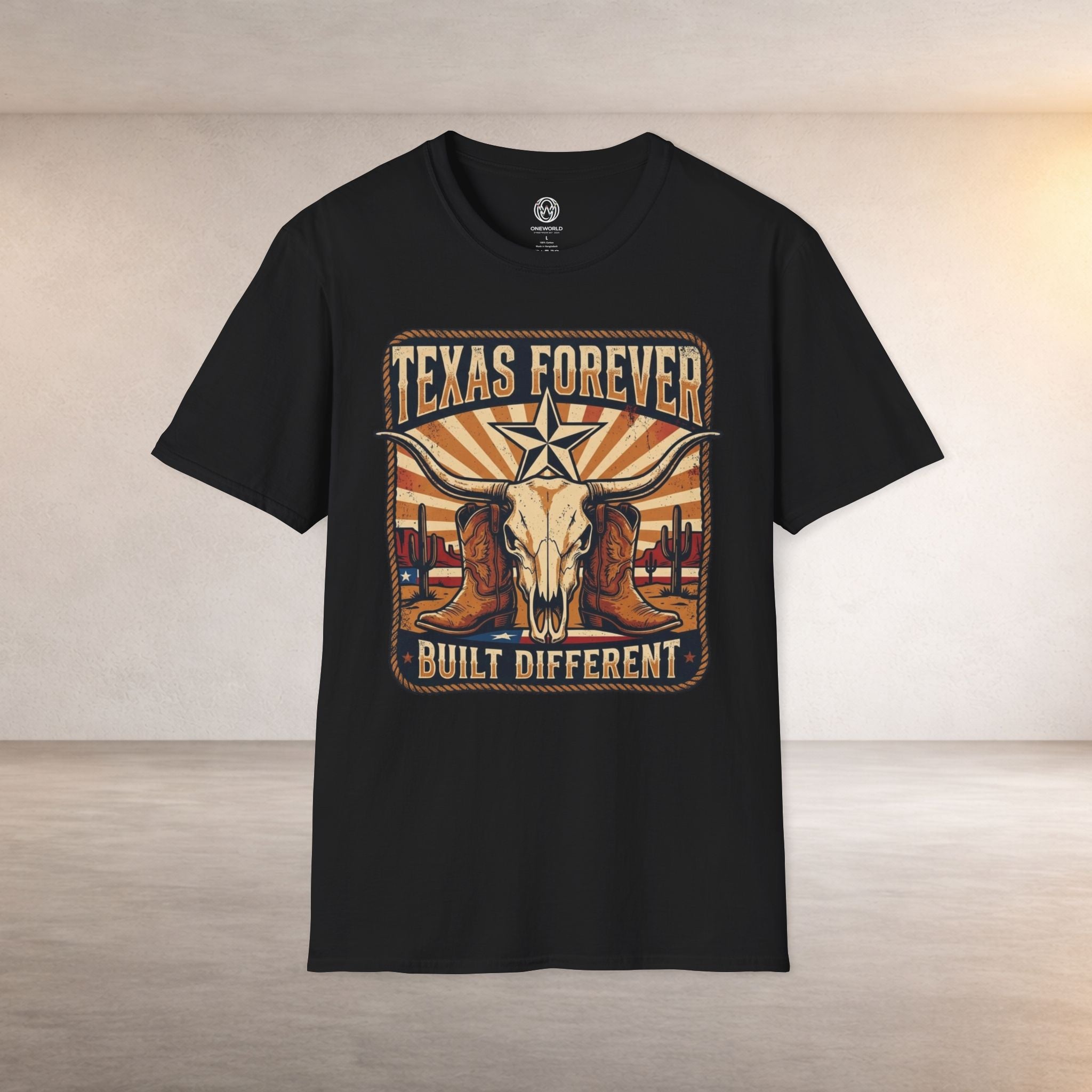Texas Forever Built Different T-Shirt — Western Longhorn Vintage State Pride Tee